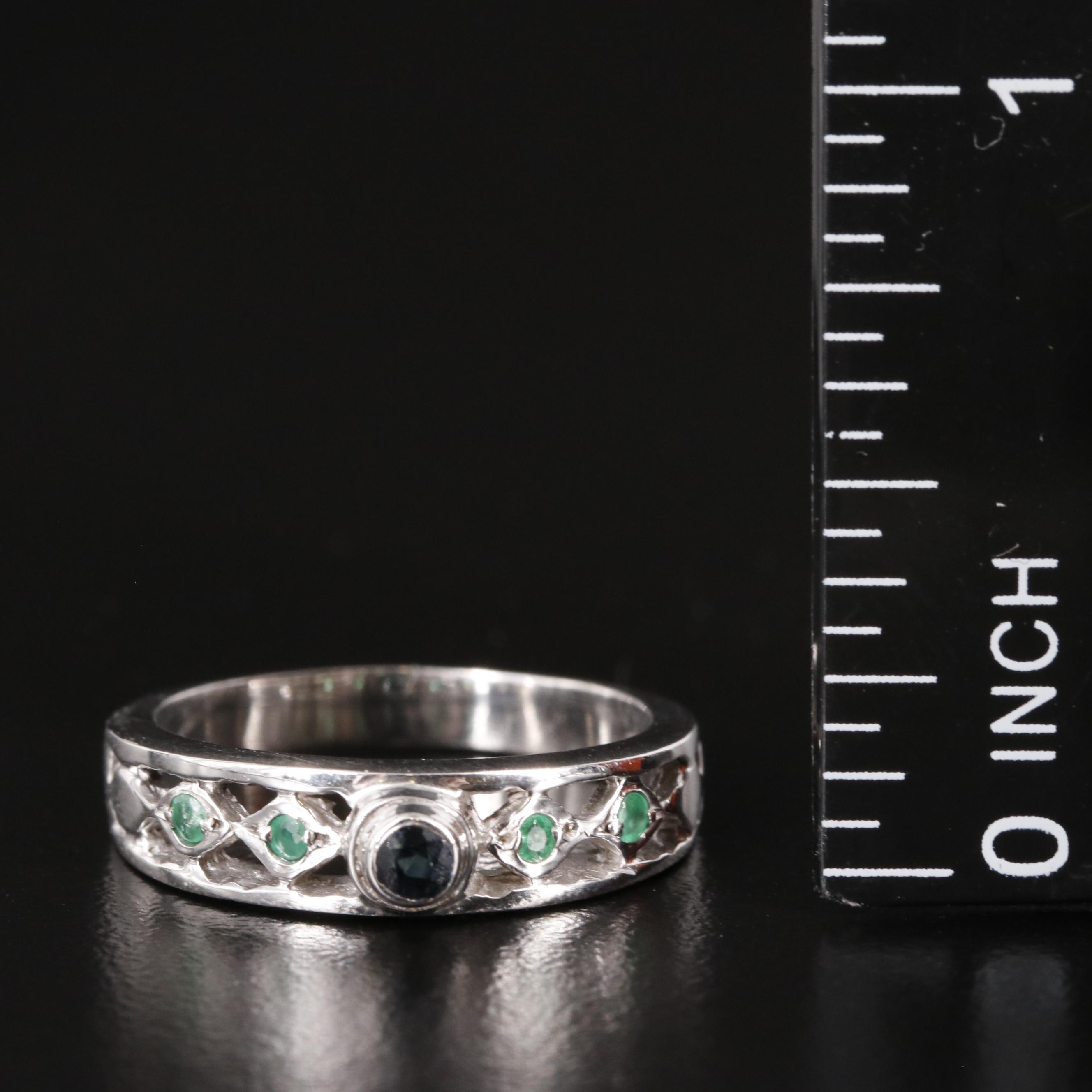 Sterling Sapphire and Emerald Band