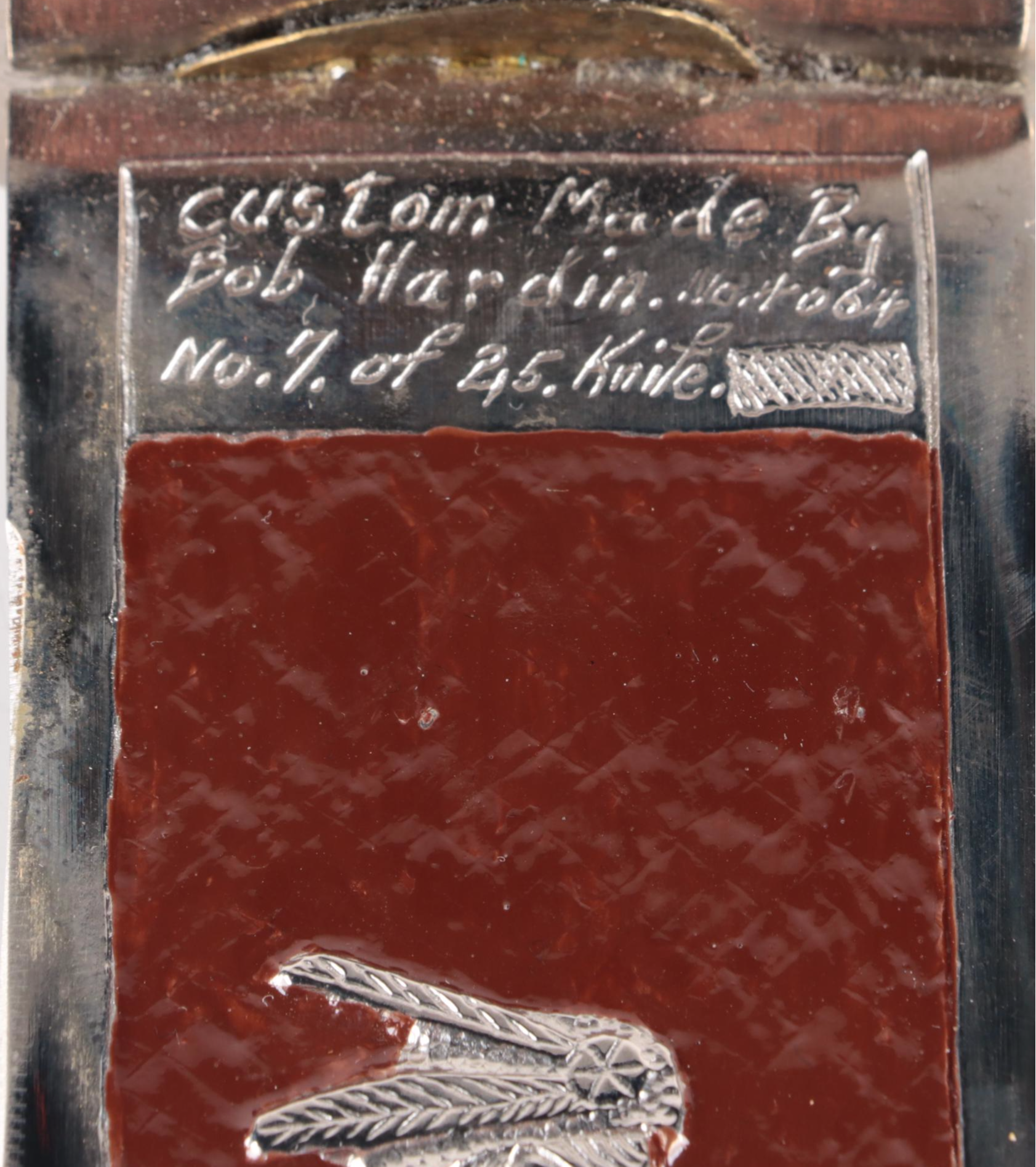 Bob Hardin Handcrafted Native American Theme Bowie Knife with Scabbard, 1990