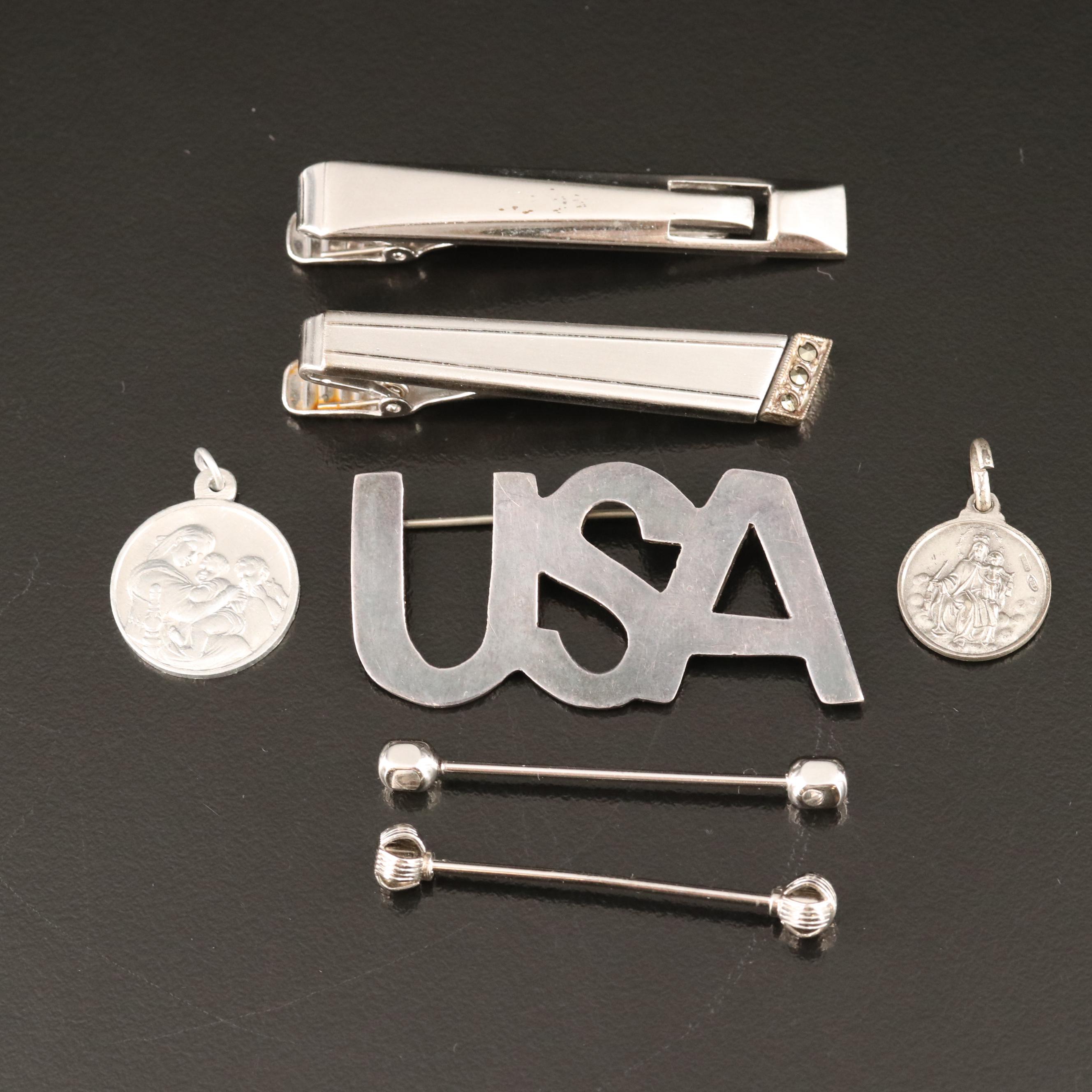 Cufflink, Tie Bars, Brooch and Charms Included in Jewelry Selection