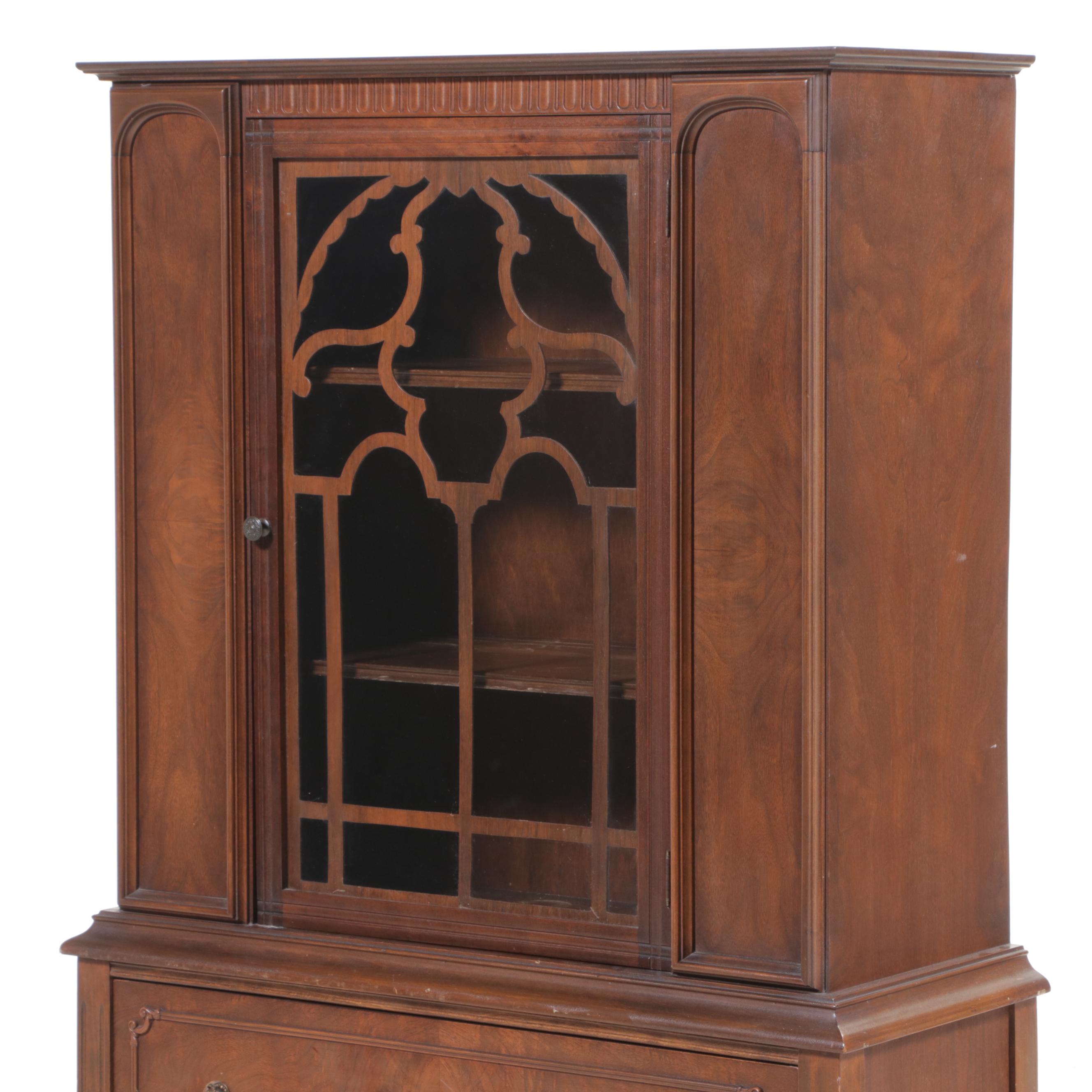 Jacobean Revival Walnut China Cabinet, circa 1930