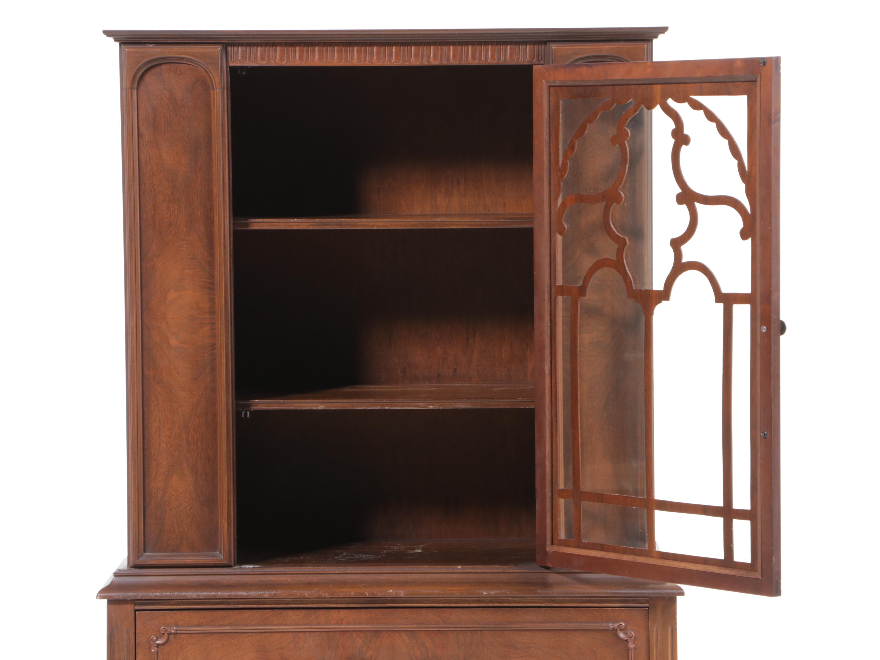 Jacobean Revival Walnut China Cabinet, circa 1930