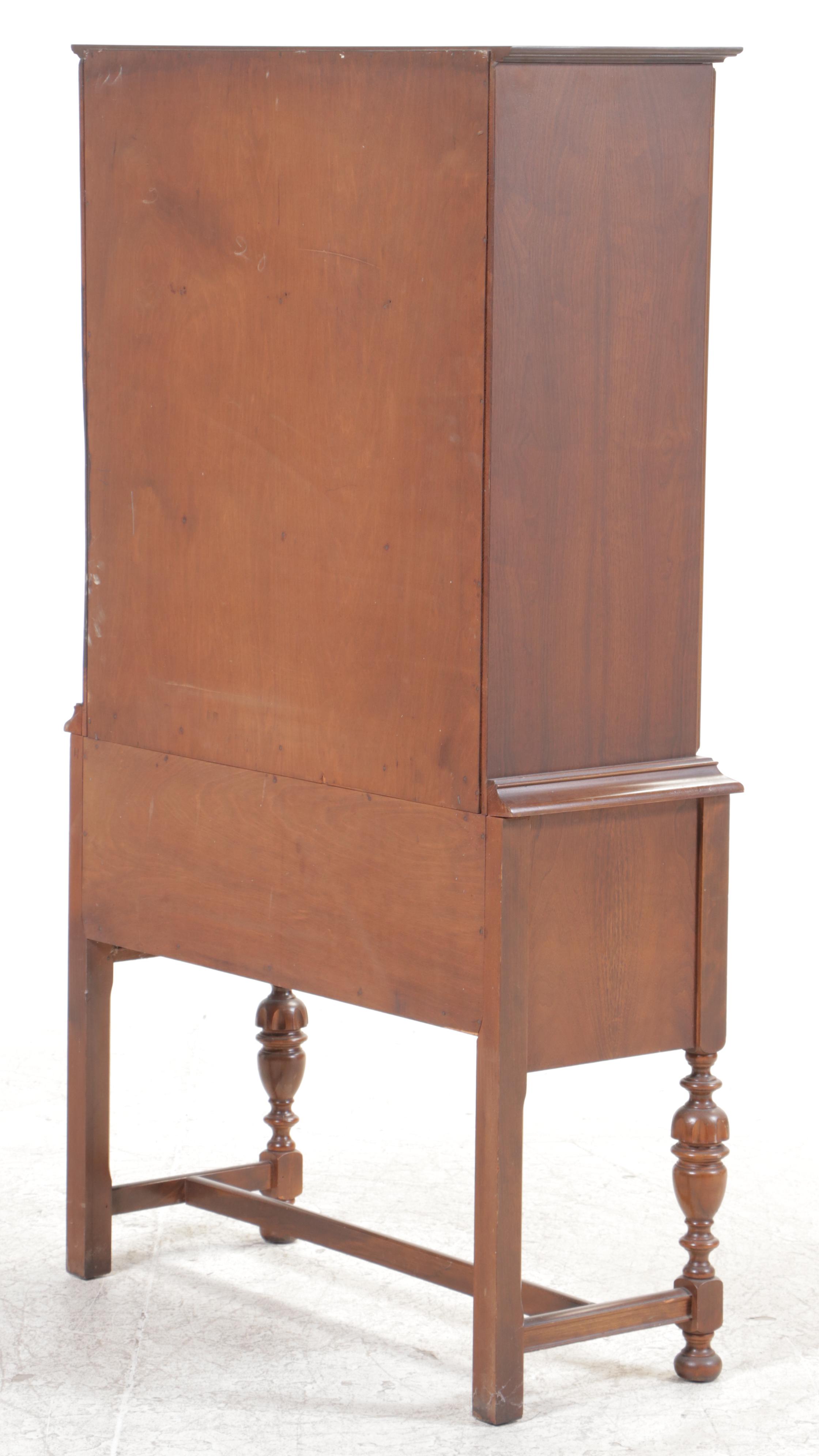 Jacobean Revival Walnut China Cabinet, circa 1930
