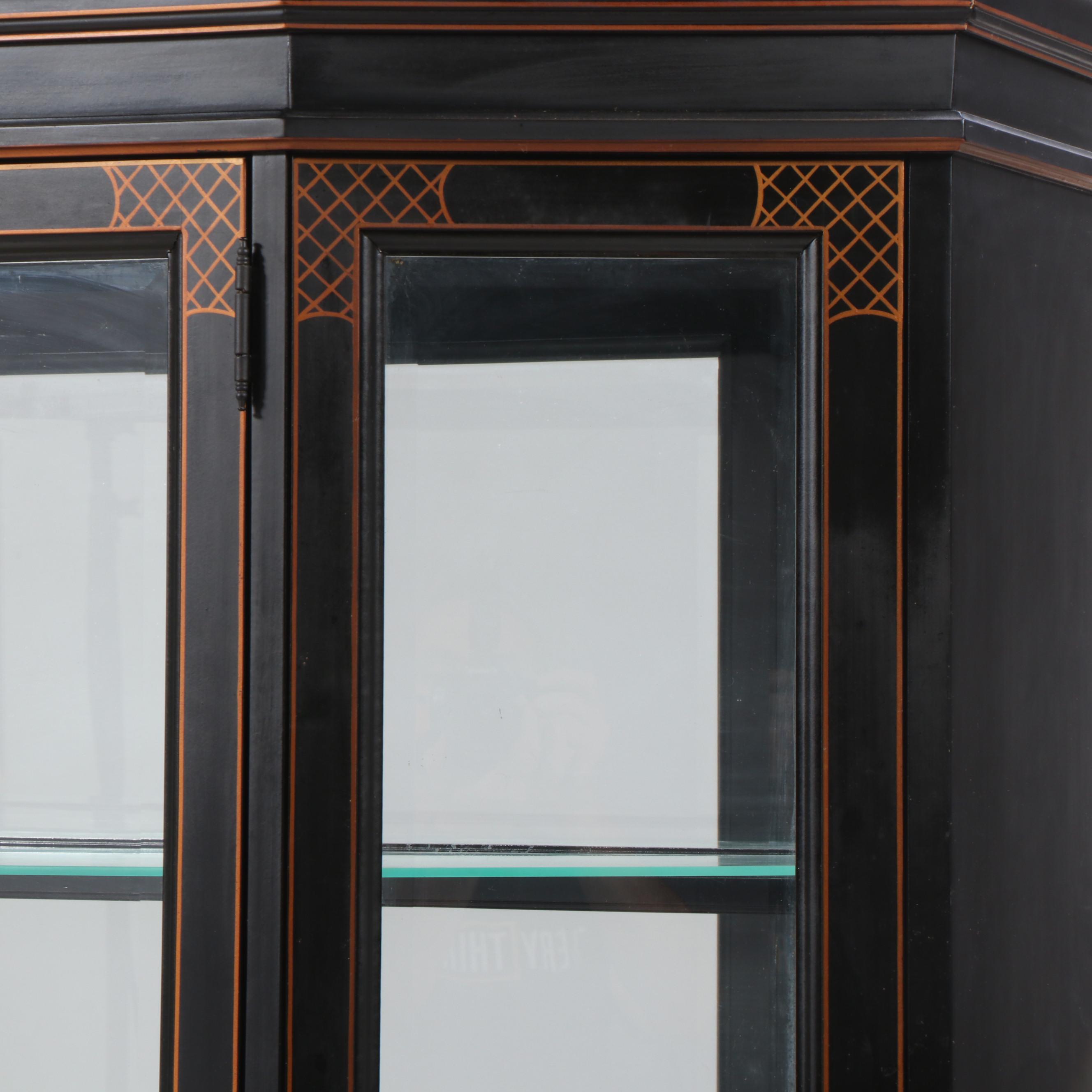Jasper Cabinet Co. Chinoiserie Style Black Lacquered China Cabinet