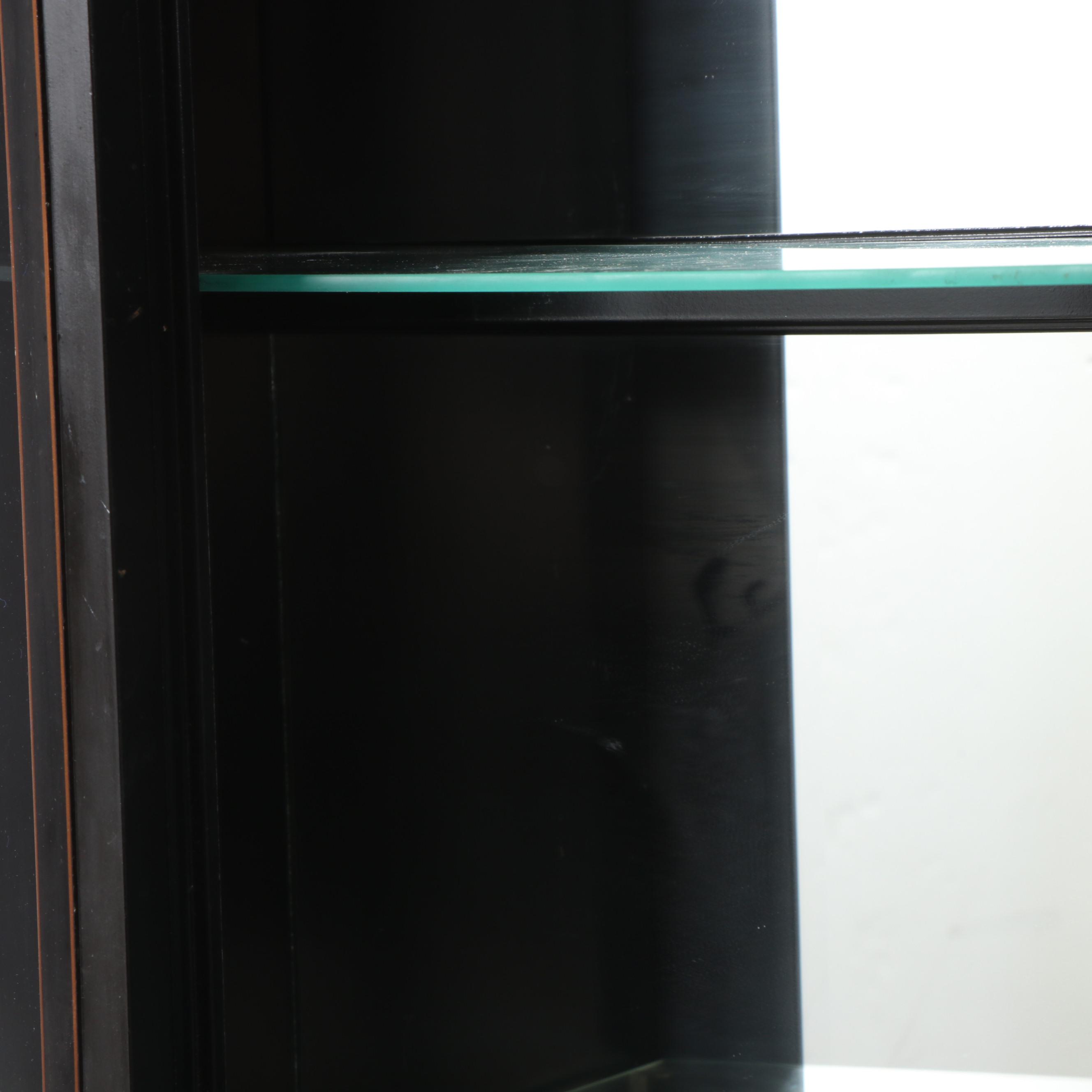 Jasper Cabinet Co. Chinoiserie Style Black Lacquered China Cabinet