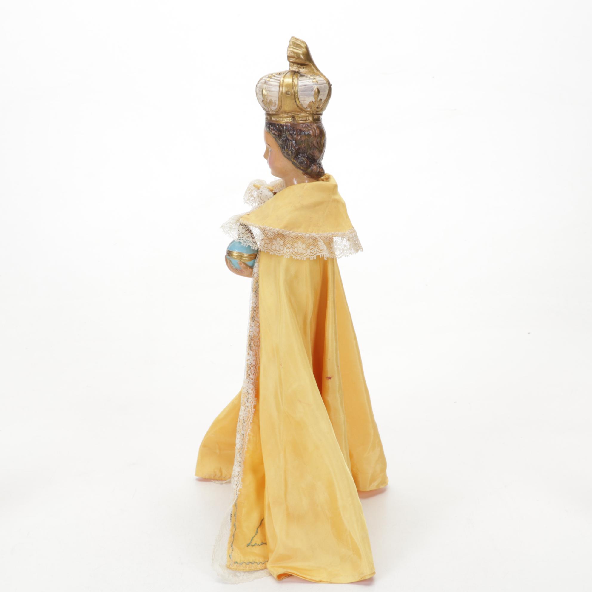 Chalkware Infant of Prague with Communicants Manual and Russian Icon