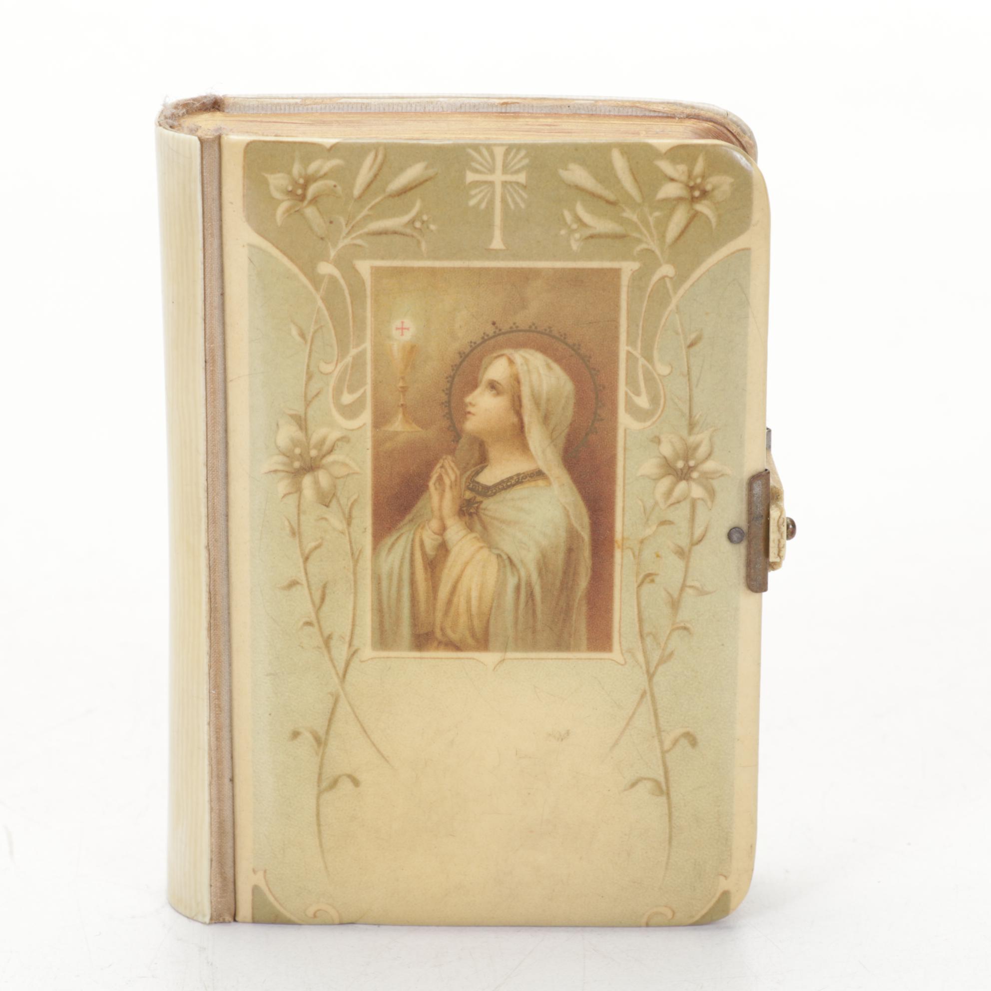 Chalkware Infant of Prague with Communicants Manual and Russian Icon