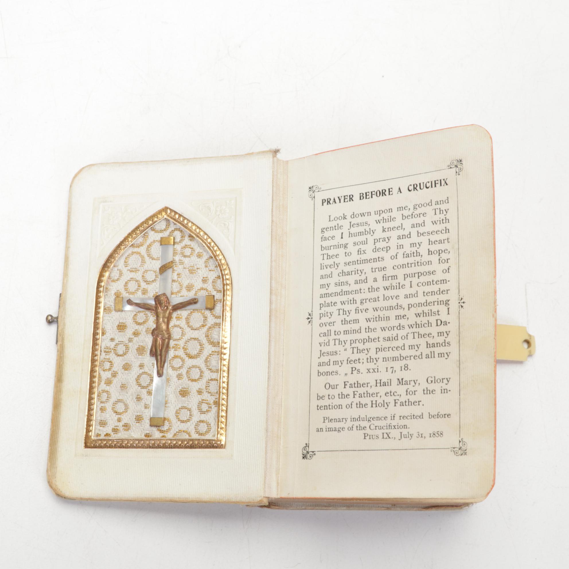 Chalkware Infant of Prague with Communicants Manual and Russian Icon