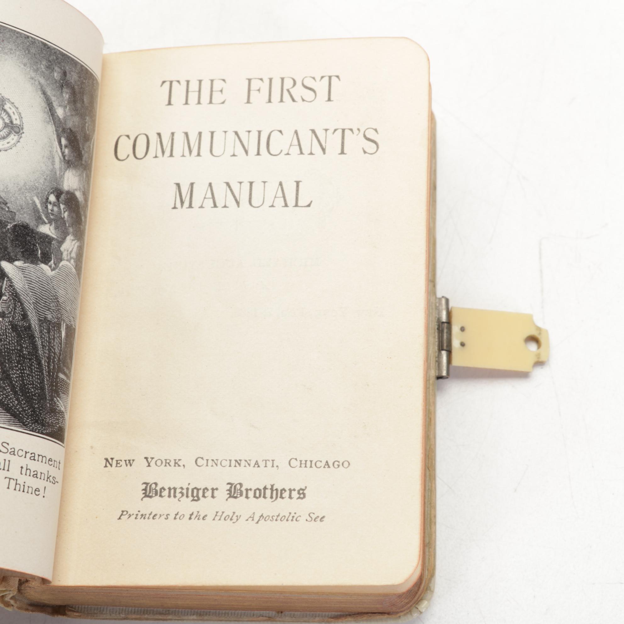 Chalkware Infant of Prague with Communicants Manual and Russian Icon