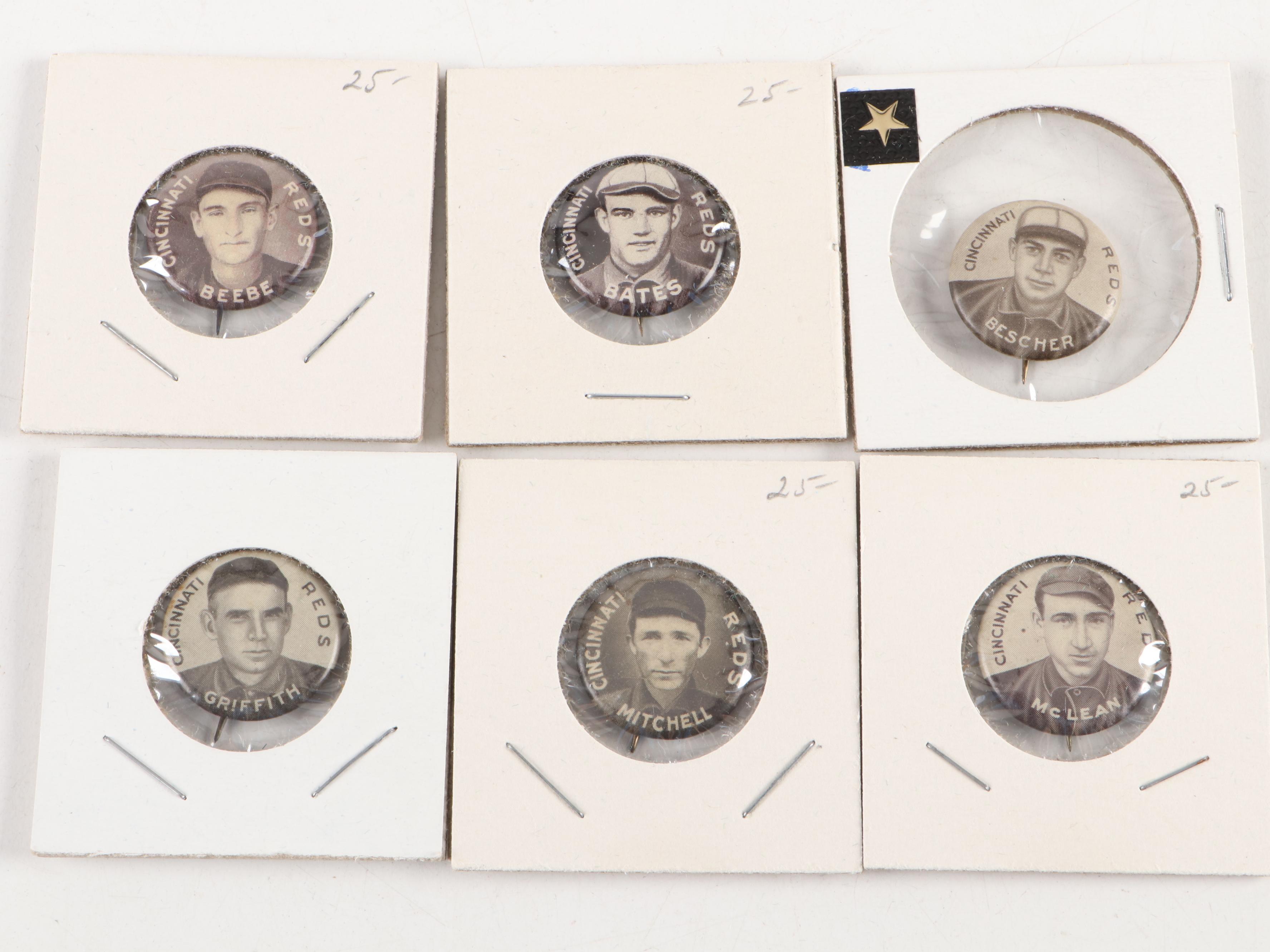 Cincinnati Reds Sweet Caporal and Cracker Jack Pinbacks, Early/ Mid-20th Century