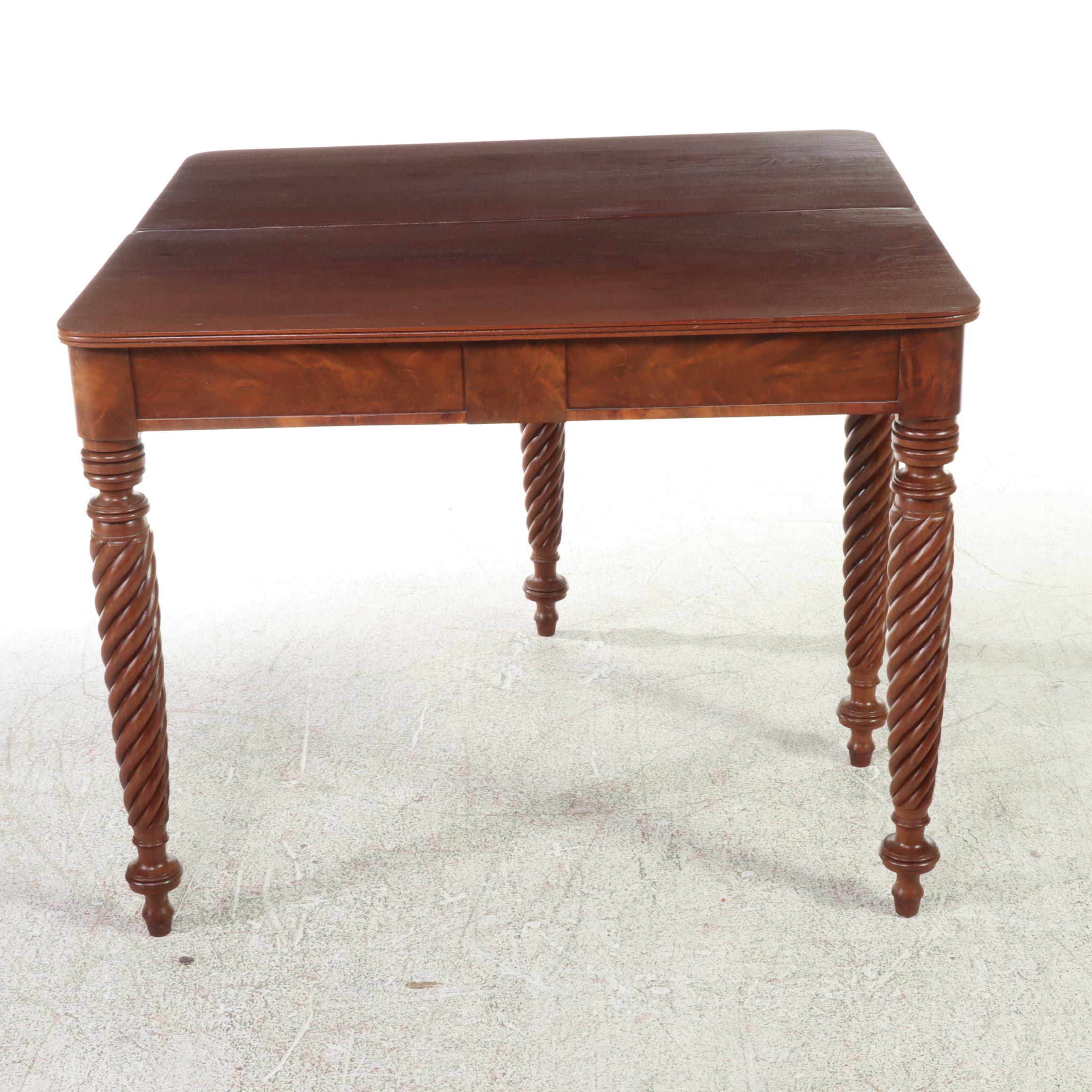 Late Federal Flame Mahogany Games Table, circa 1830