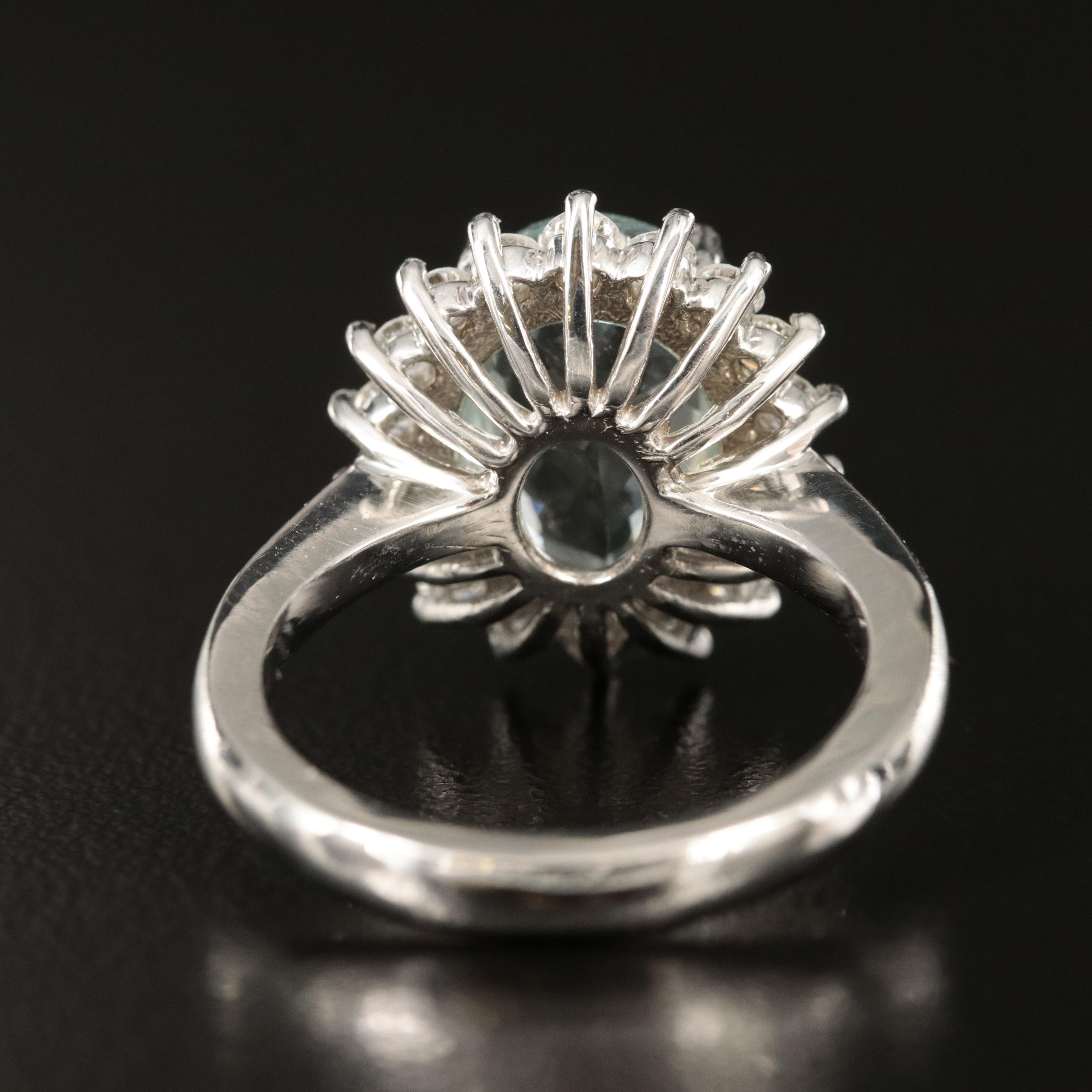 14K 4.69 CT Aquamarine and Diamond Ring with GIA Report