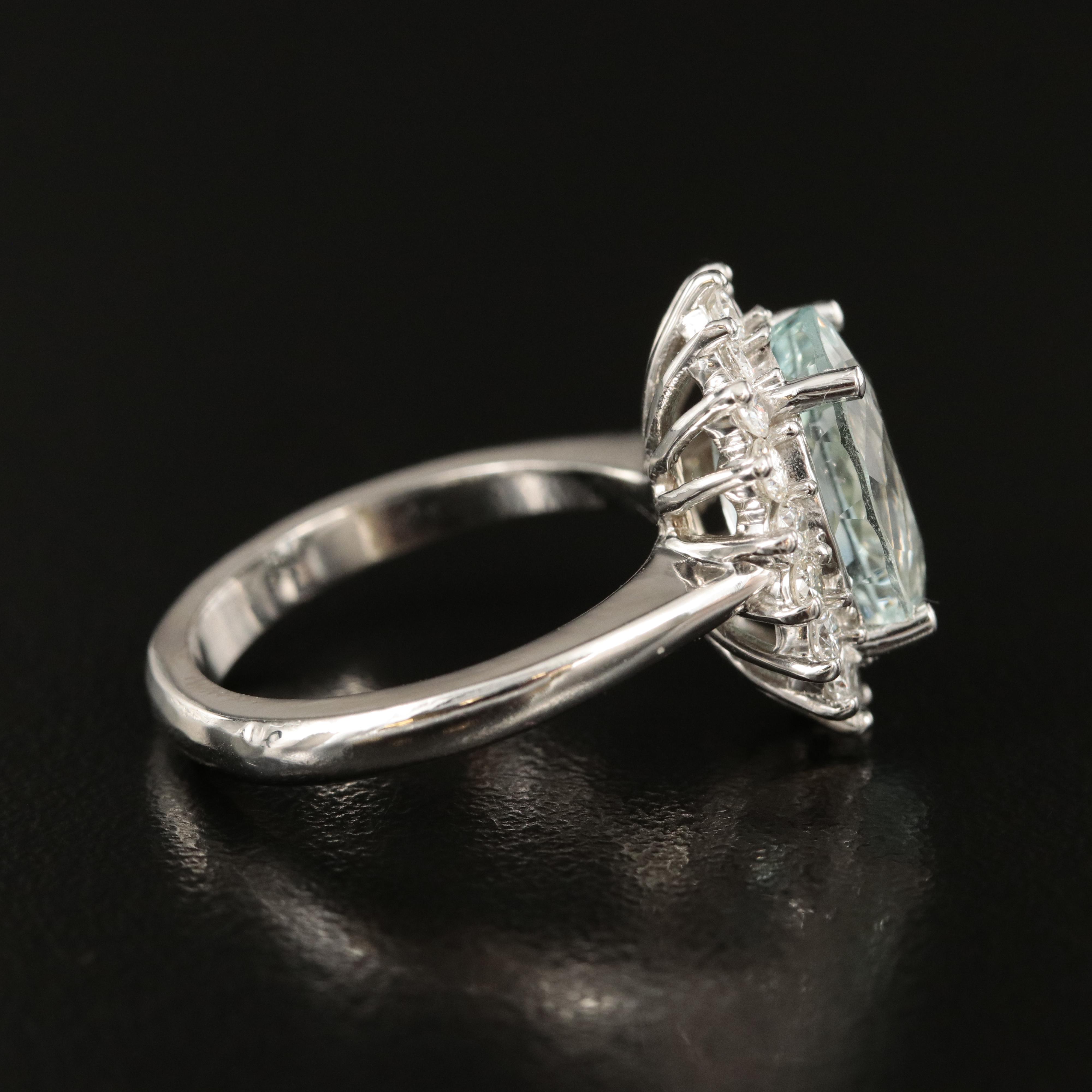 14K 4.69 CT Aquamarine and Diamond Ring with GIA Report