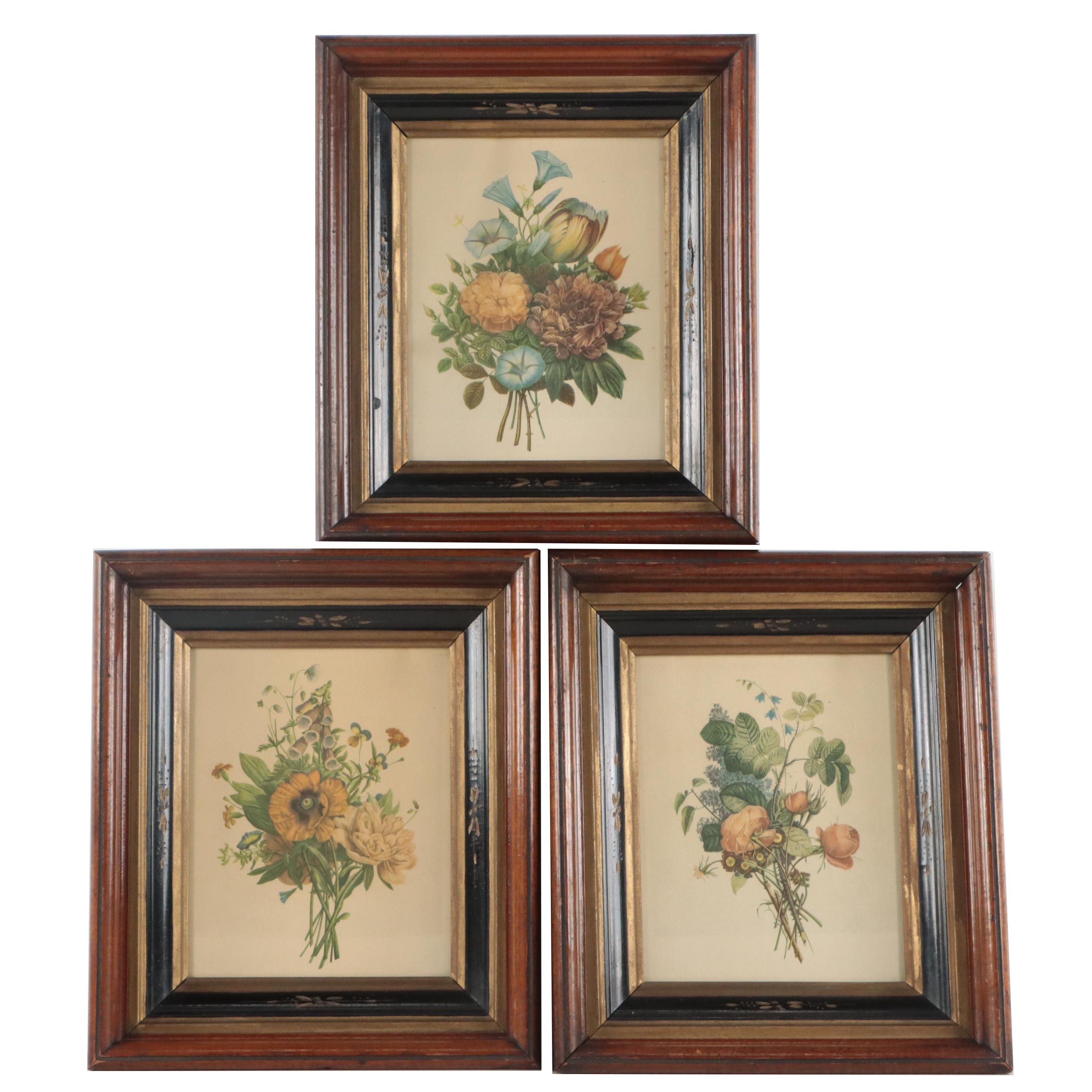 Color Halftones of Floral Bouquets, Early 20th Century