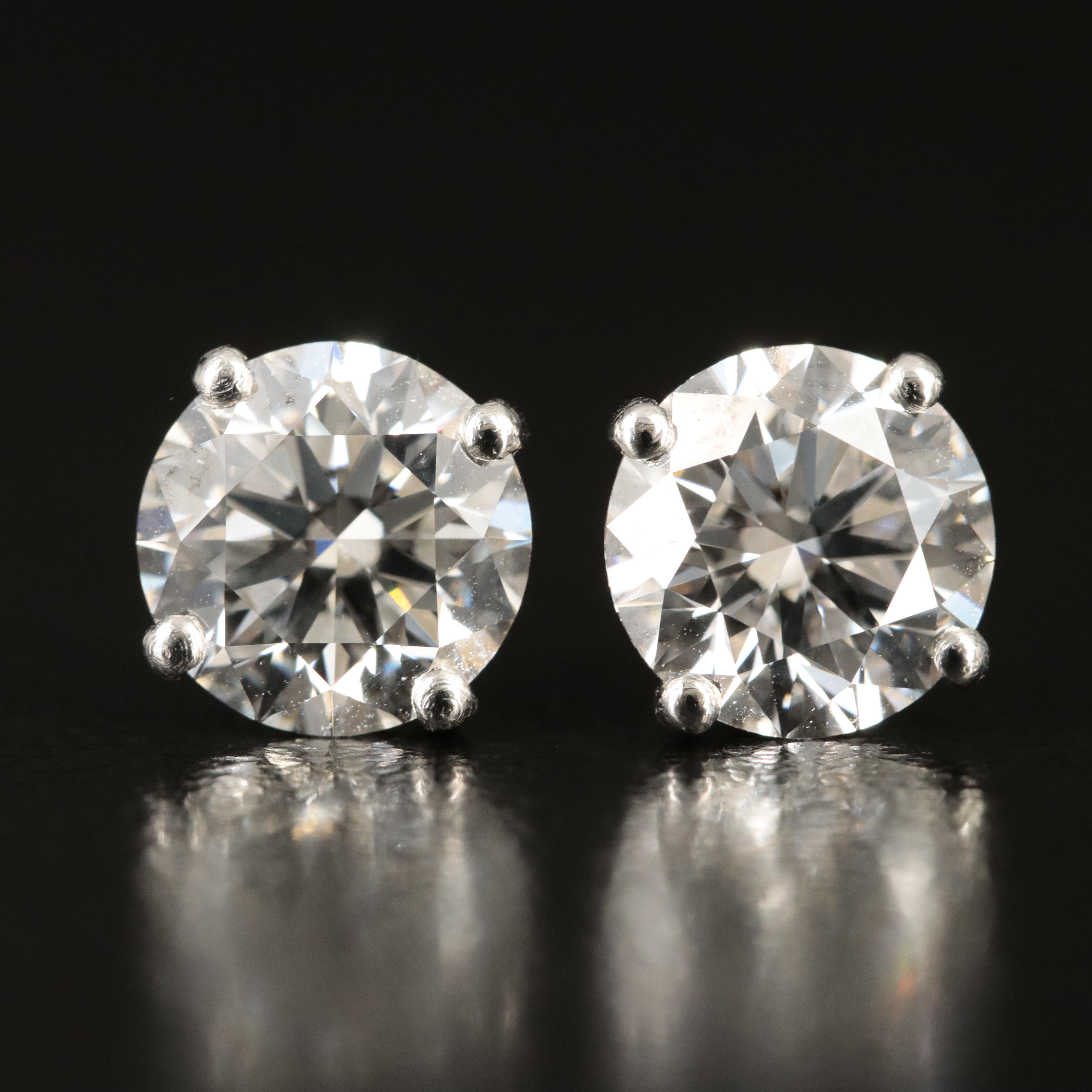 Platinum 3.21 CTW Lab Grown Diamond Martini Stud Earrings with IGI Reports