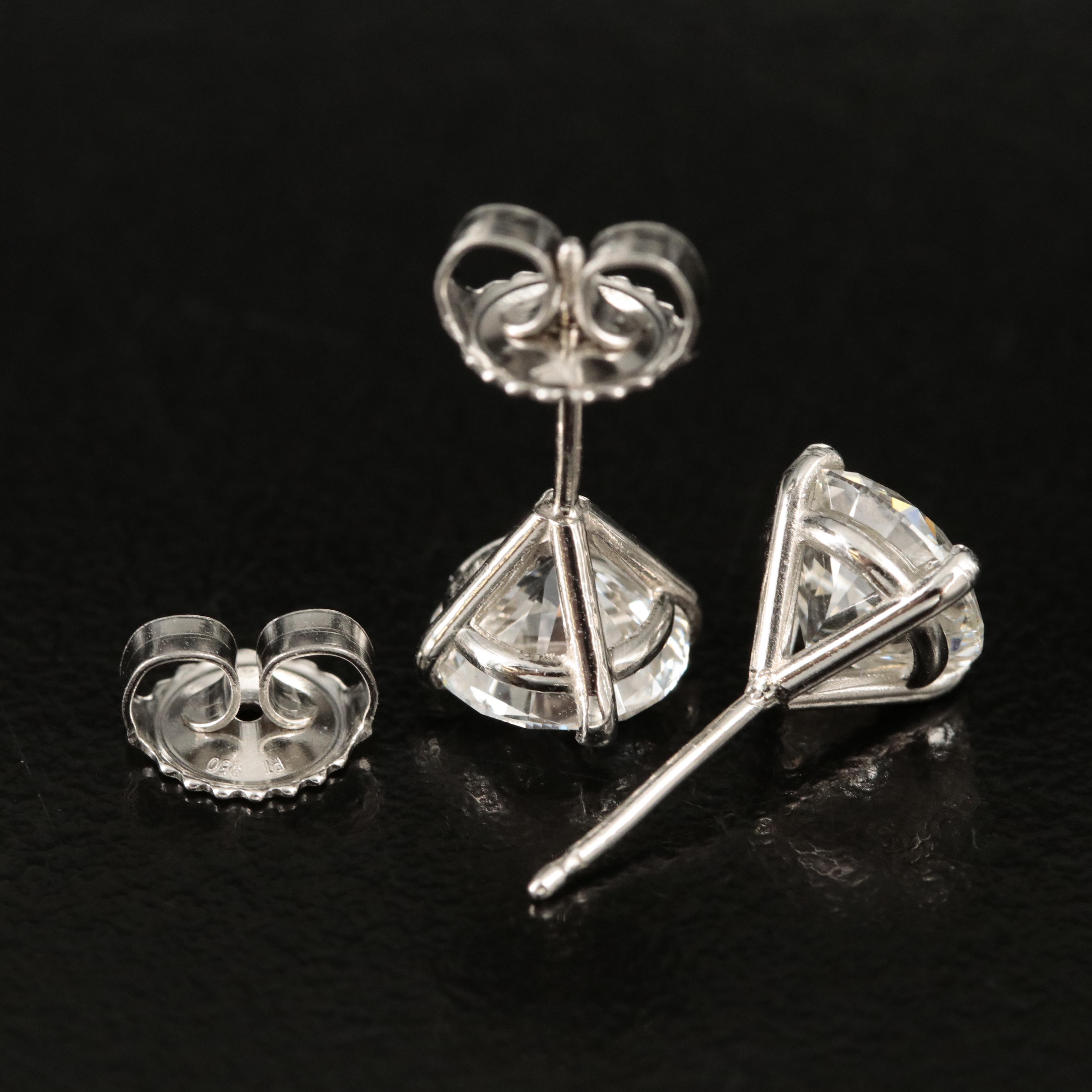 Platinum 3.21 CTW Lab Grown Diamond Martini Stud Earrings with IGI Reports