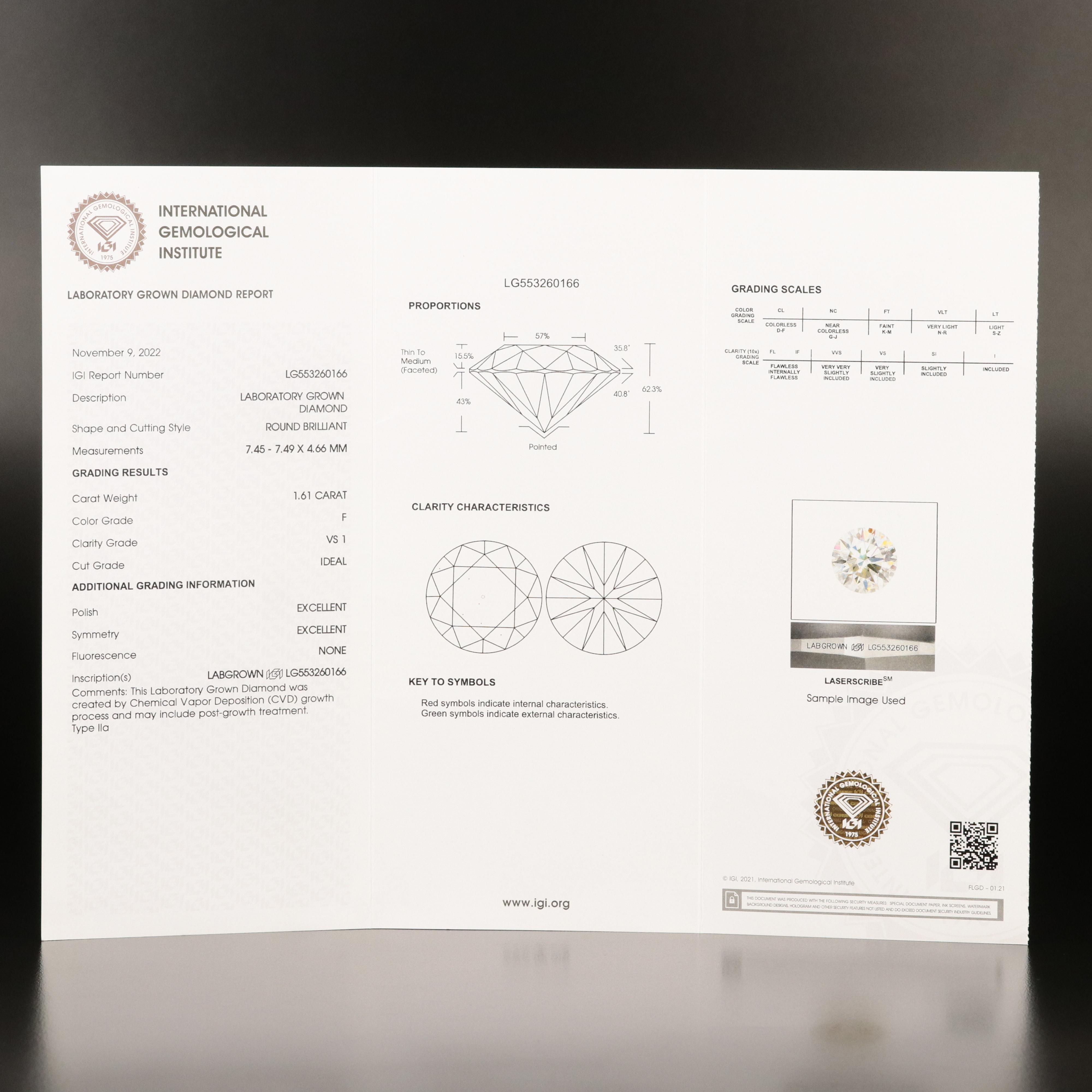 Platinum 3.21 CTW Lab Grown Diamond Martini Stud Earrings with IGI Reports