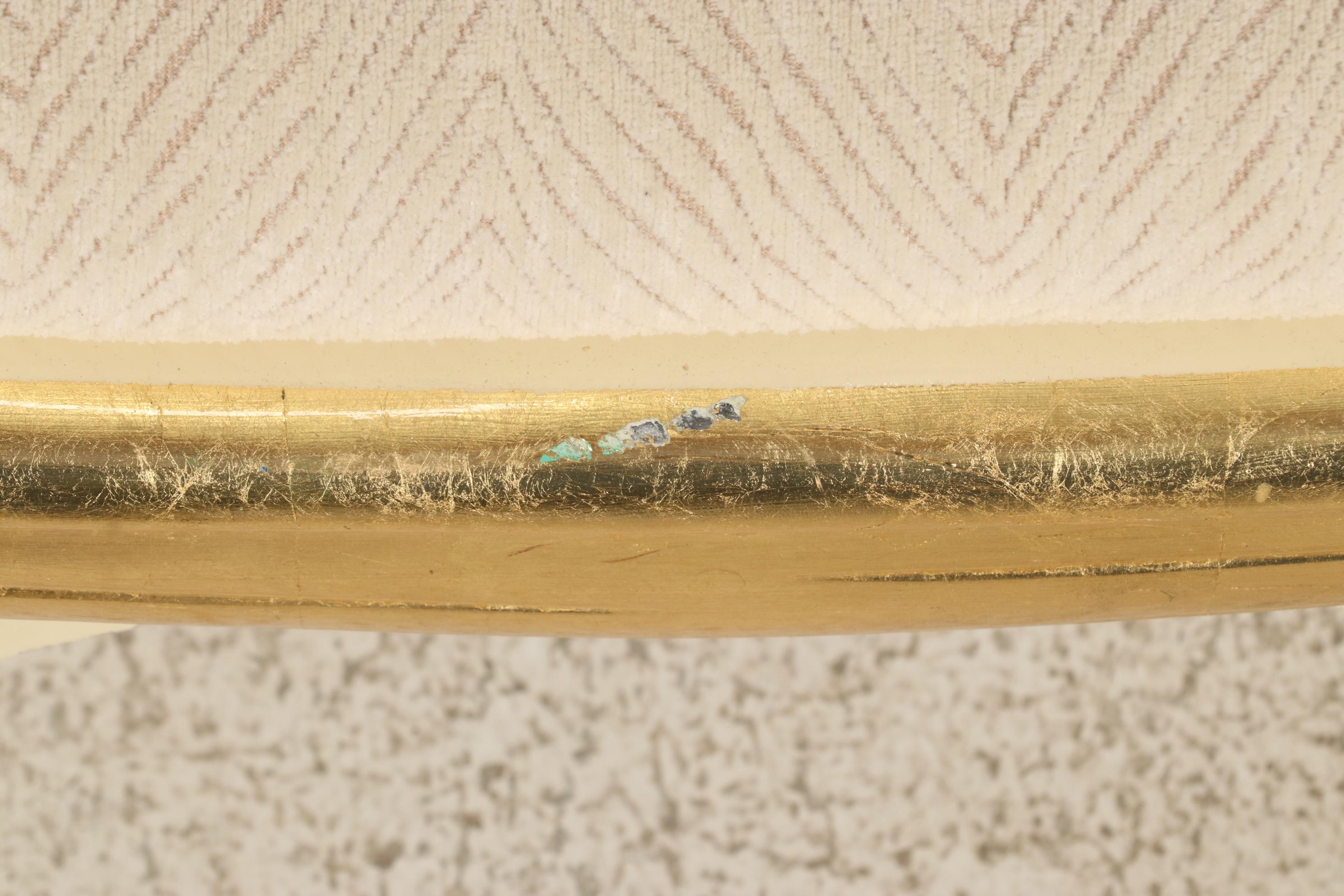 Louis XVI and Neoclassical Style Ivory and Gold-Painted Armchair and Footstool