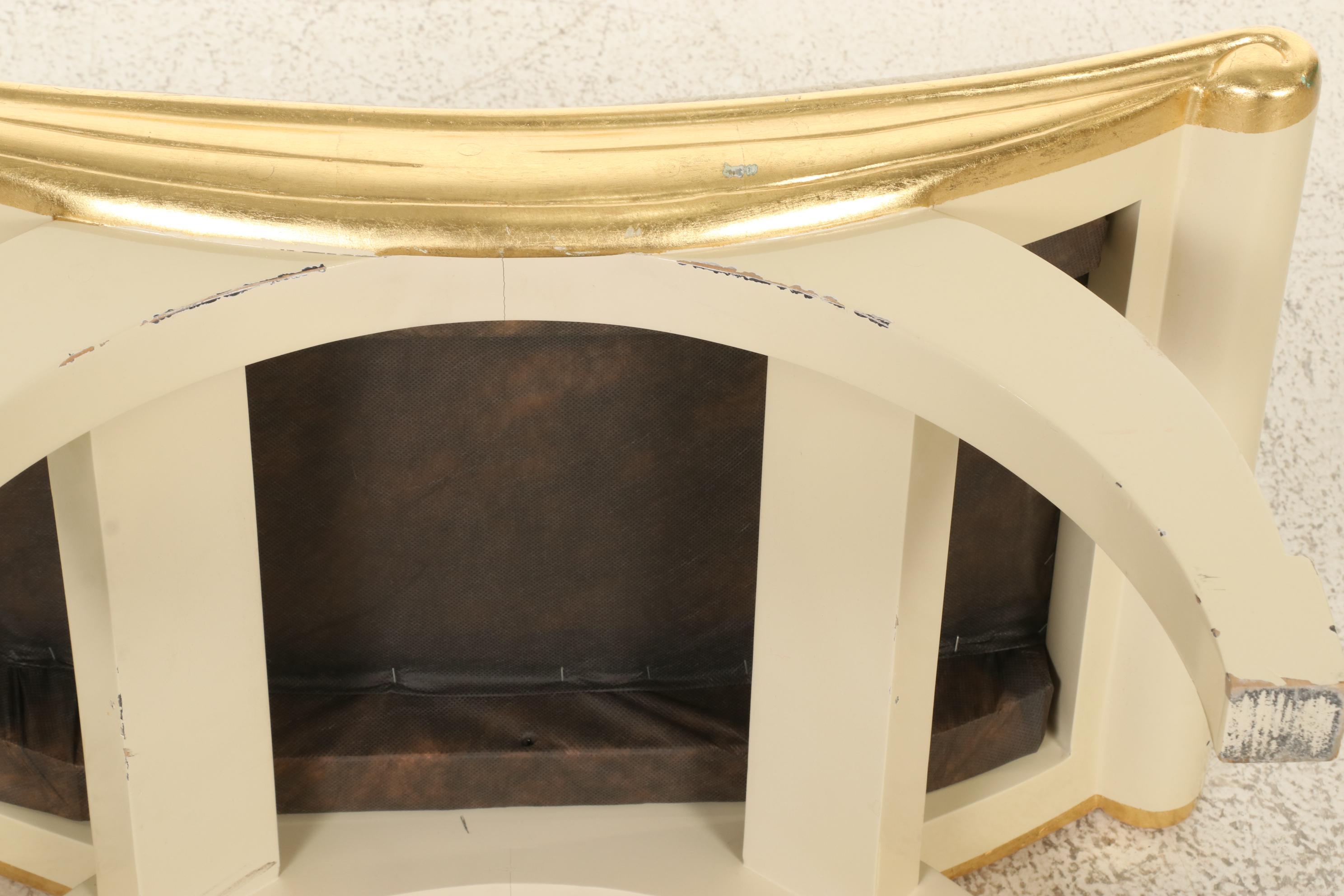 Louis XVI and Neoclassical Style Ivory and Gold-Painted Armchair and Footstool