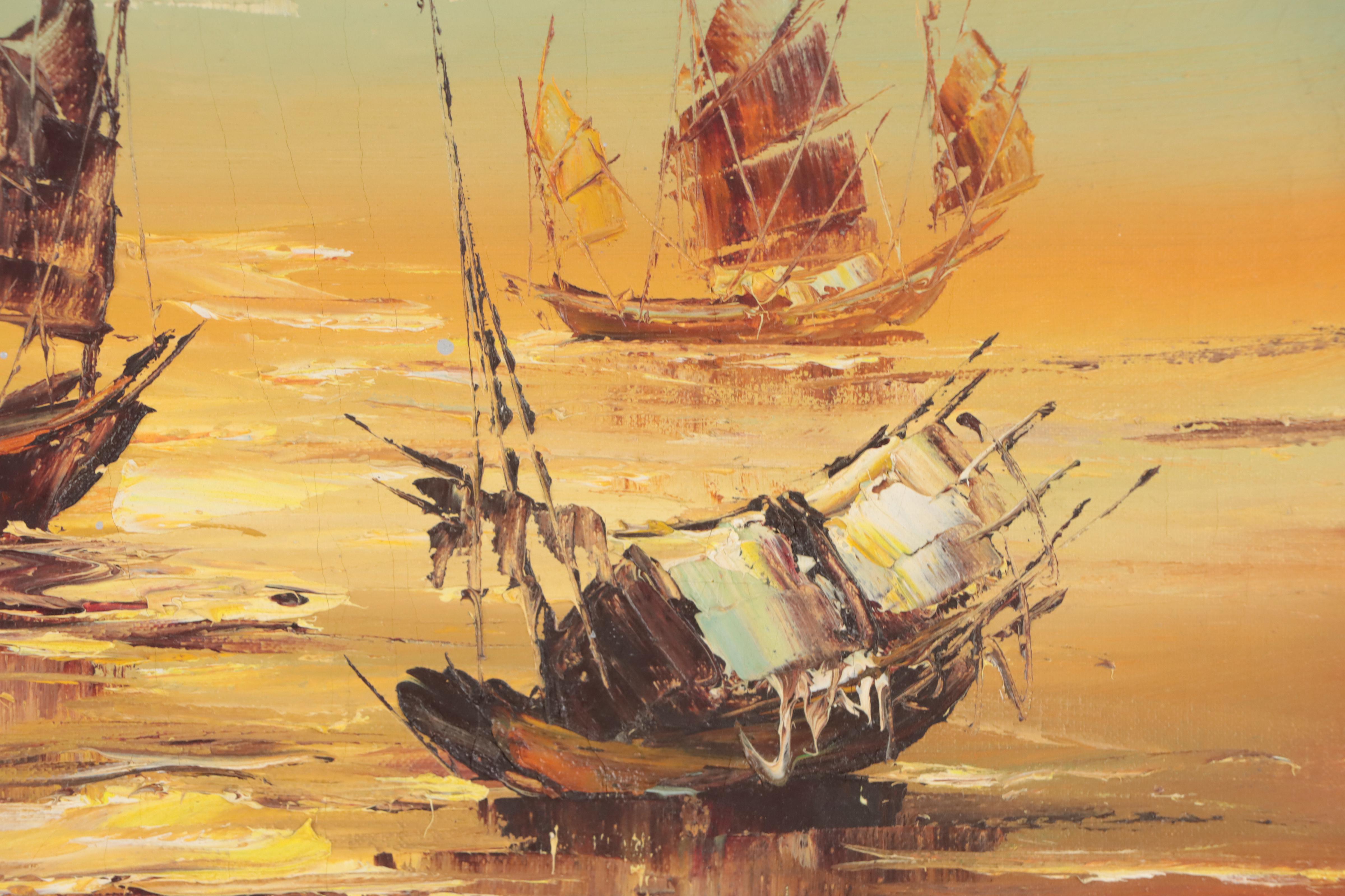 European School Oil Painting of a Seascape, Mid to Late 20th Century