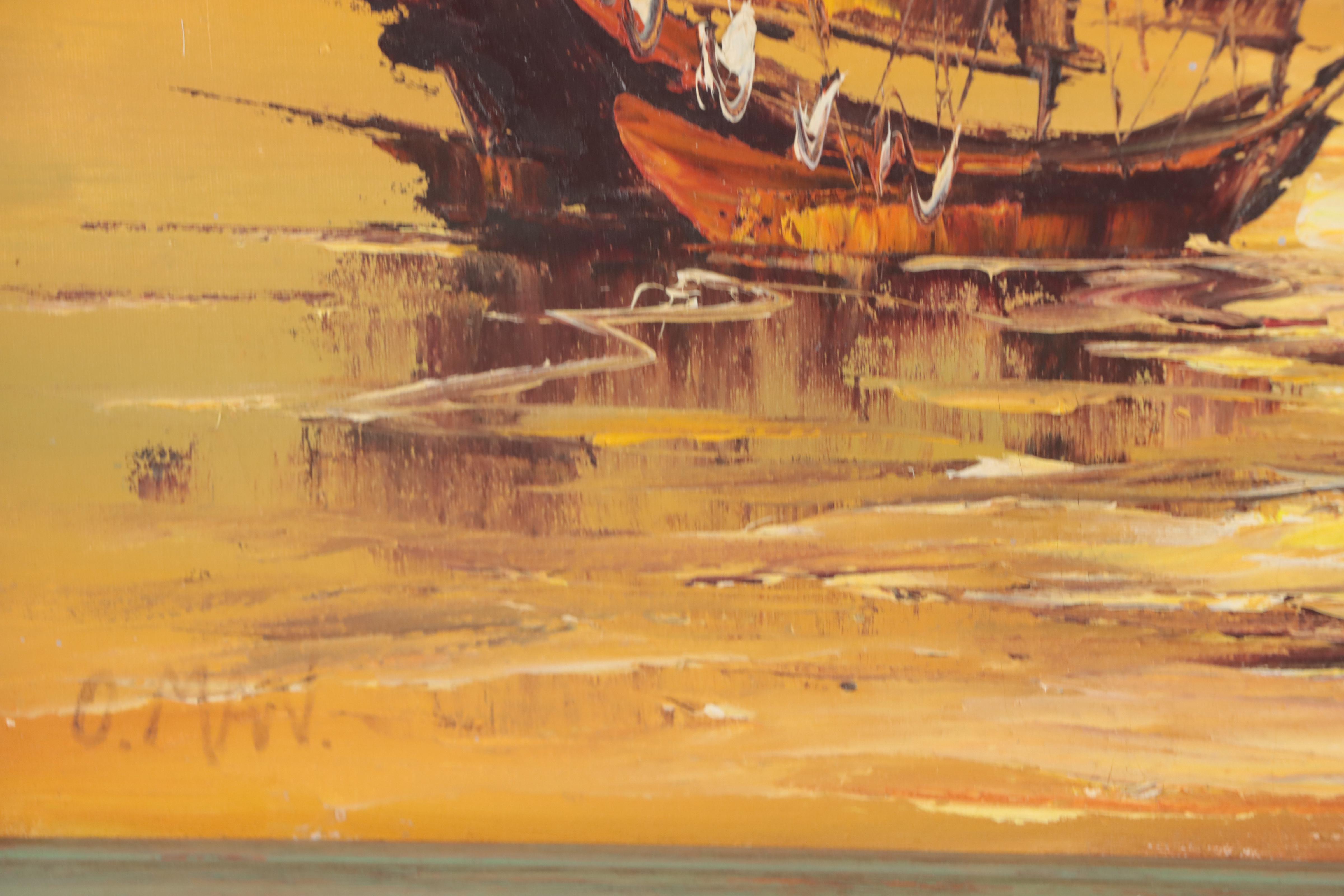 European School Oil Painting of a Seascape, Mid to Late 20th Century