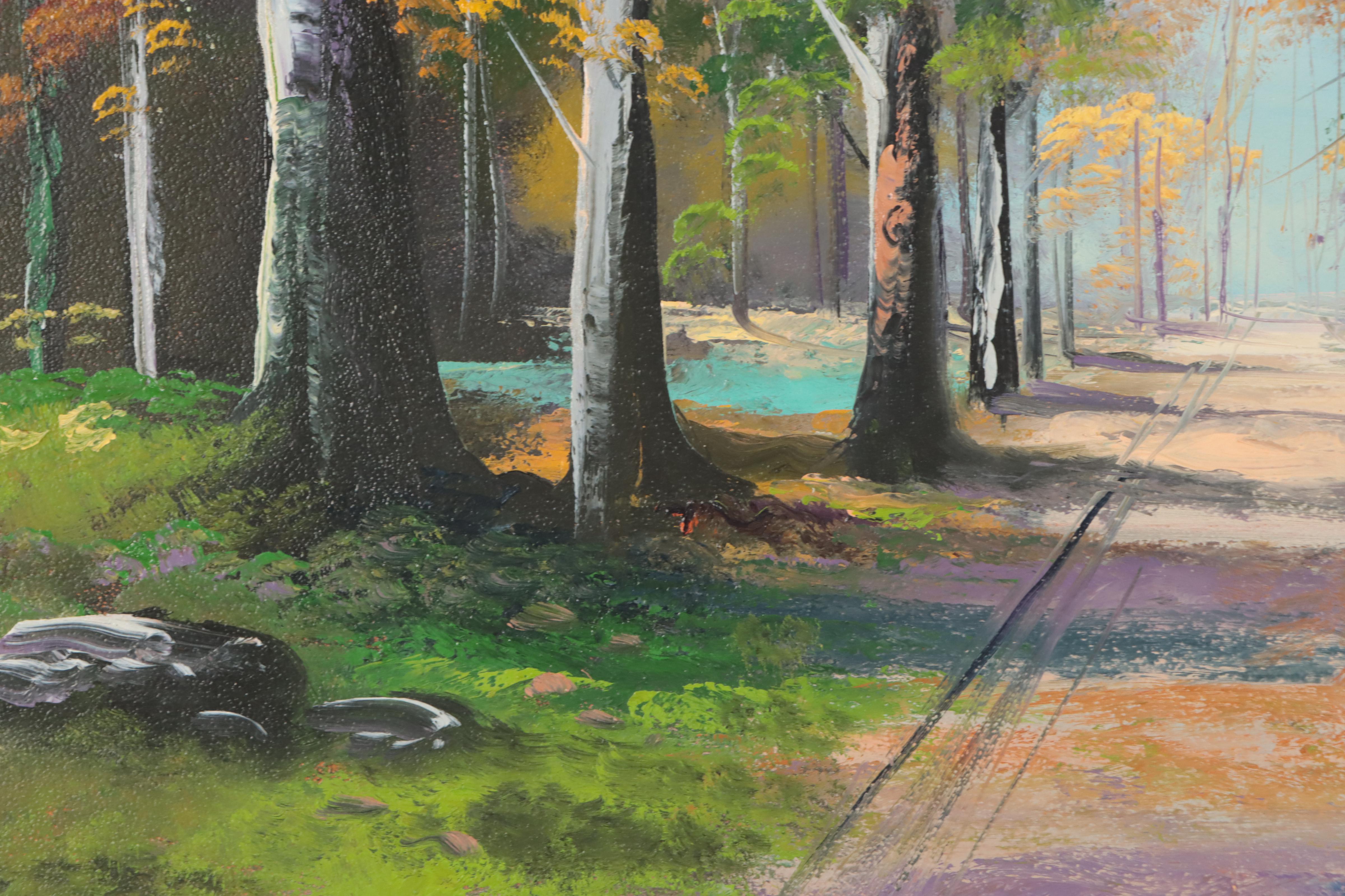 Landscape Acrylic Painting, Mid to Late 20th Century