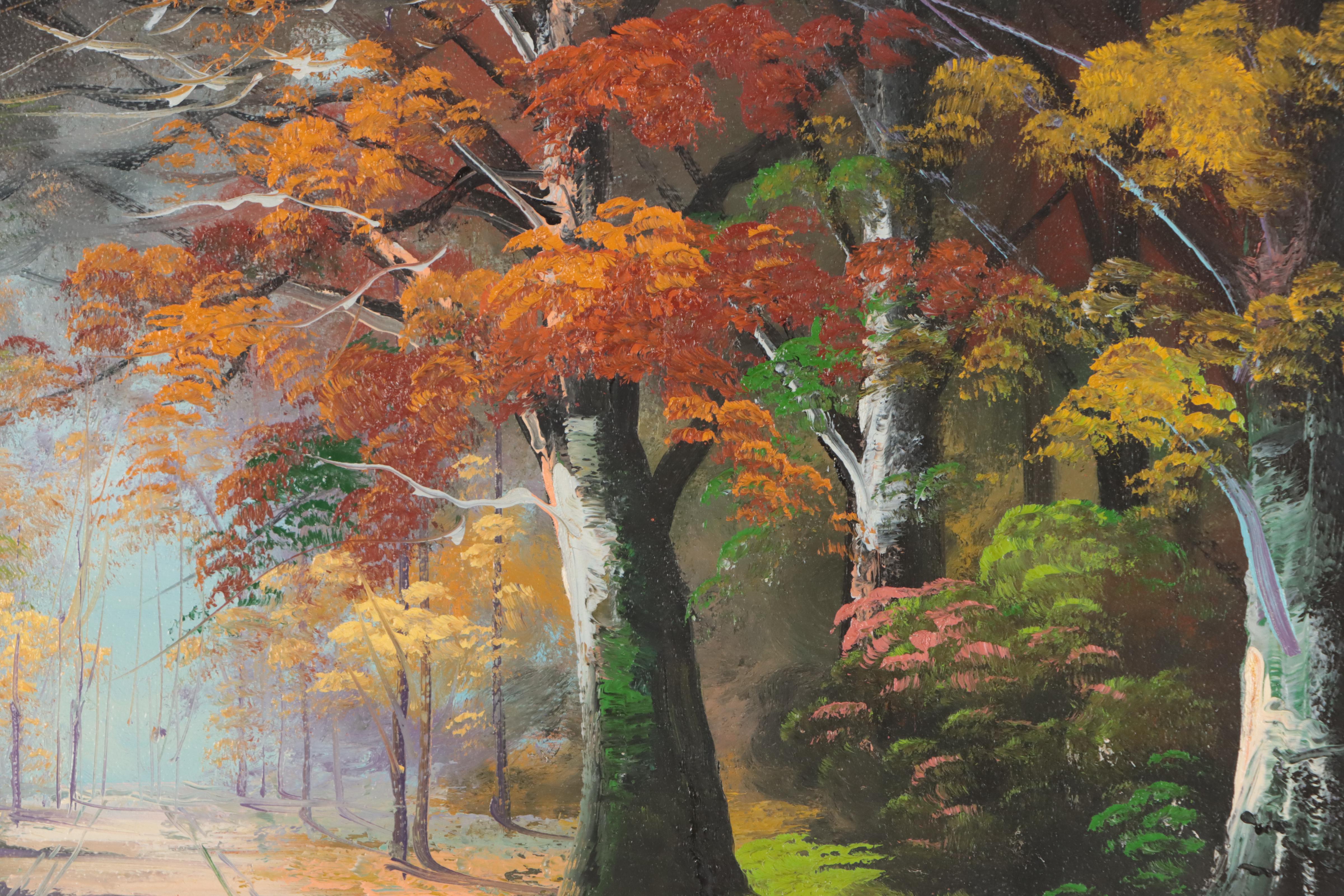 Landscape Acrylic Painting, Mid to Late 20th Century