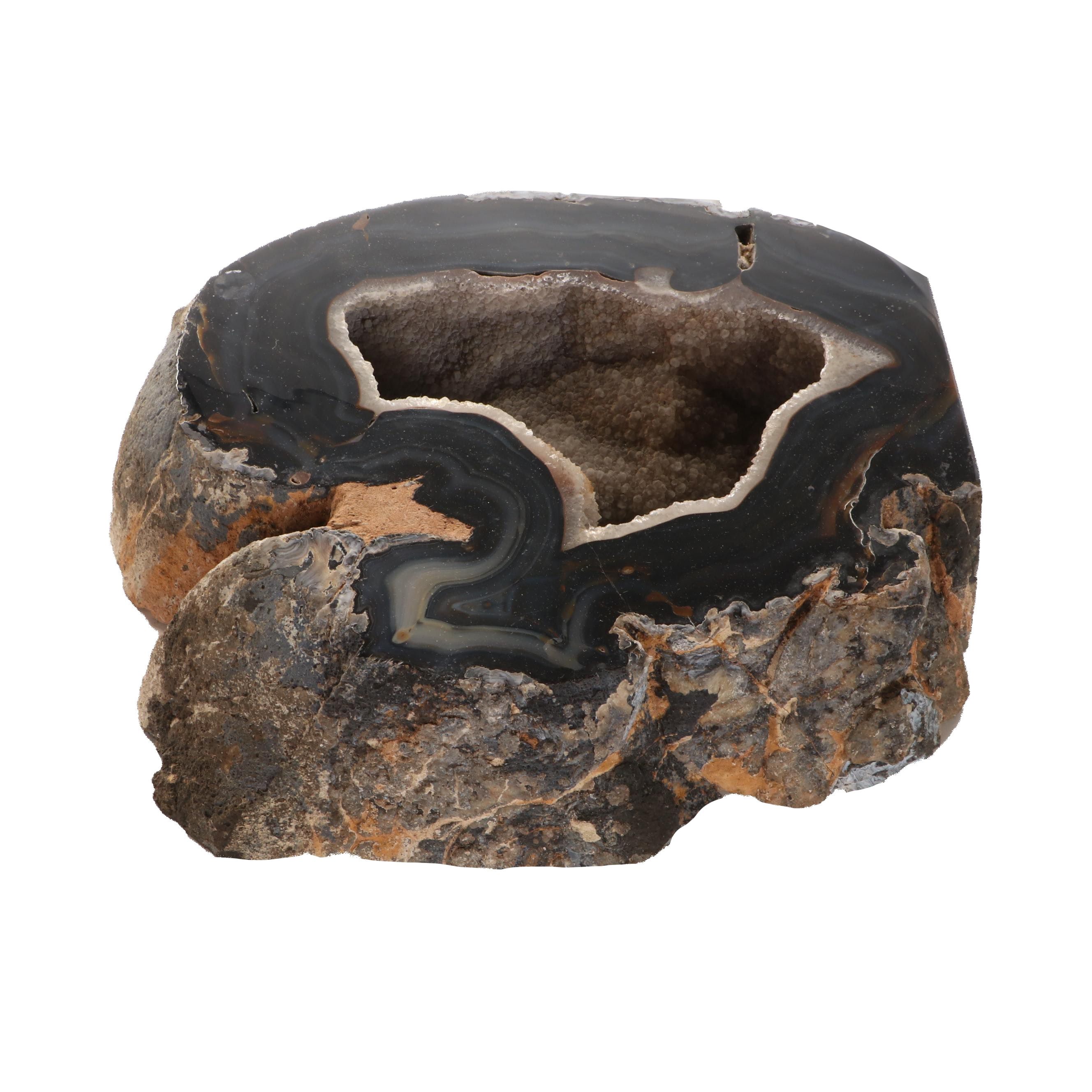Banded Black Agate Geode Specimen