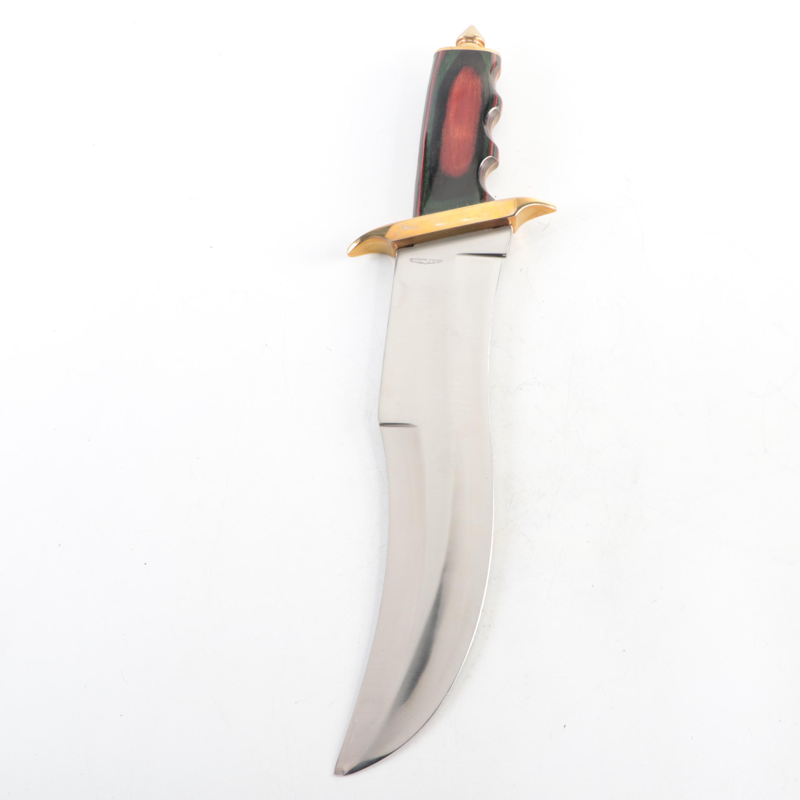 Ole Smoky Stainless Steel and Wooden-Handled Bowie Knife with Leather Scabbard