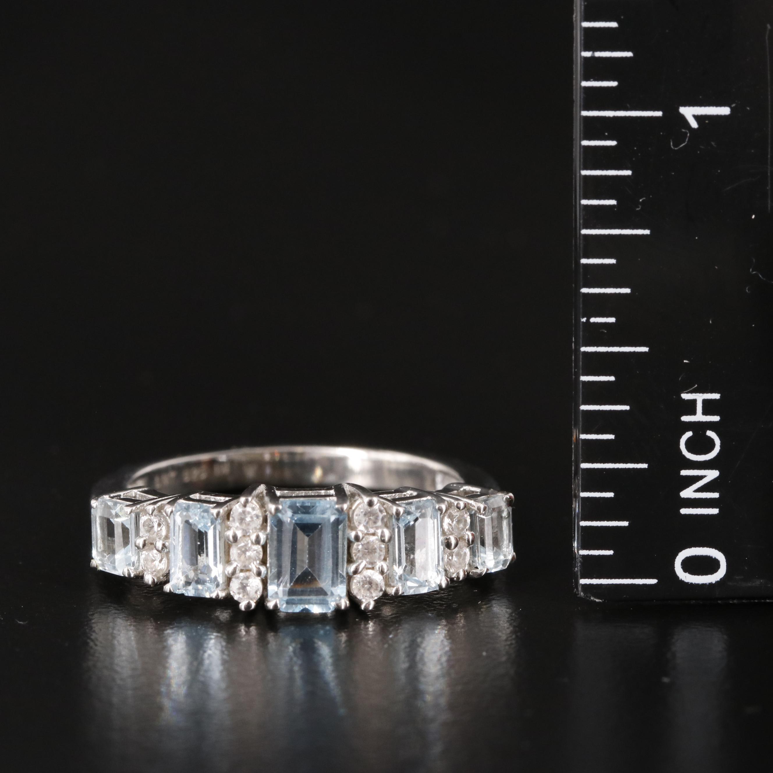 Sterling Blue and White Topaz Band