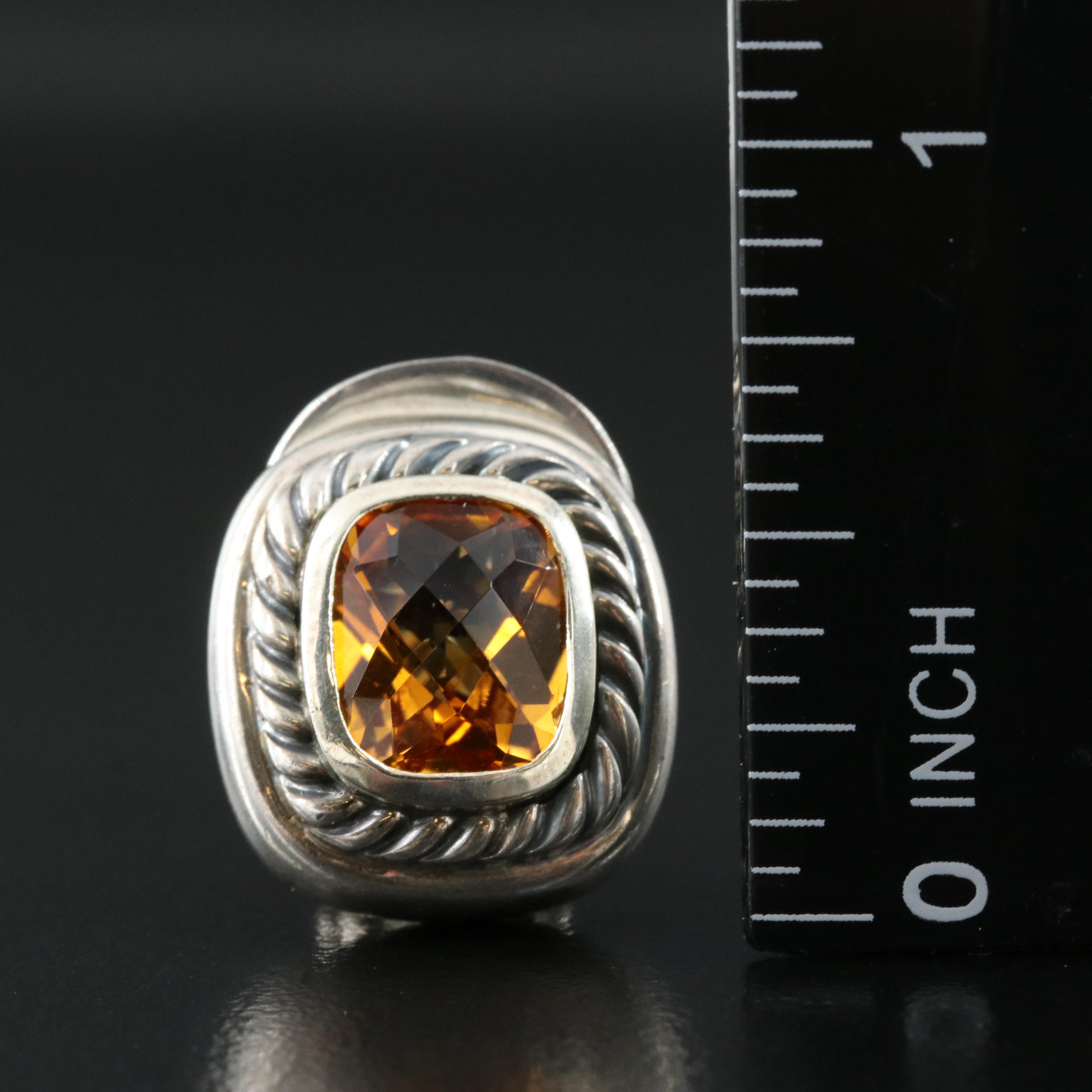 David Yurman "Albion" Sterling Citrine Earrings with 14K Accents