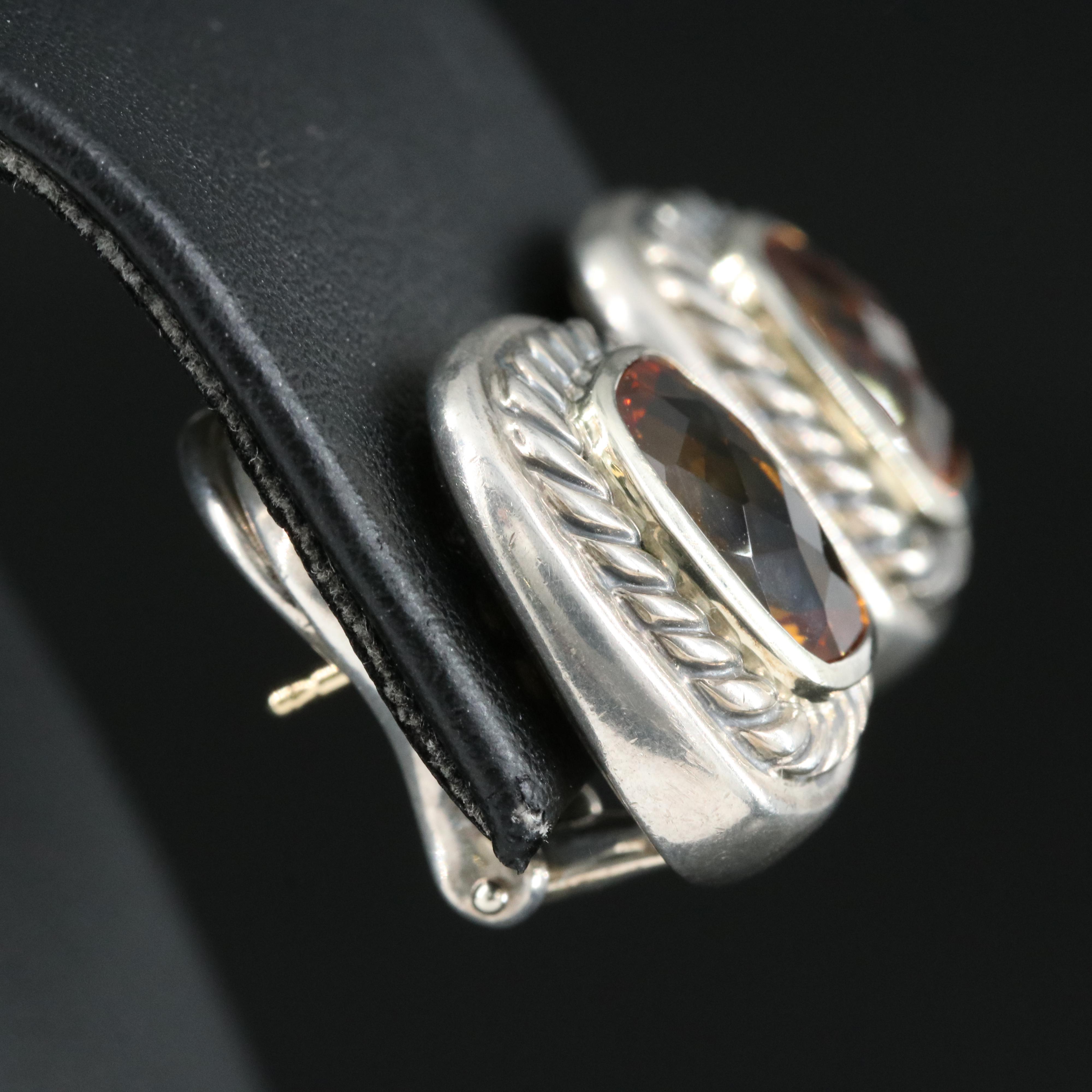 David Yurman "Albion" Sterling Citrine Earrings with 14K Accents