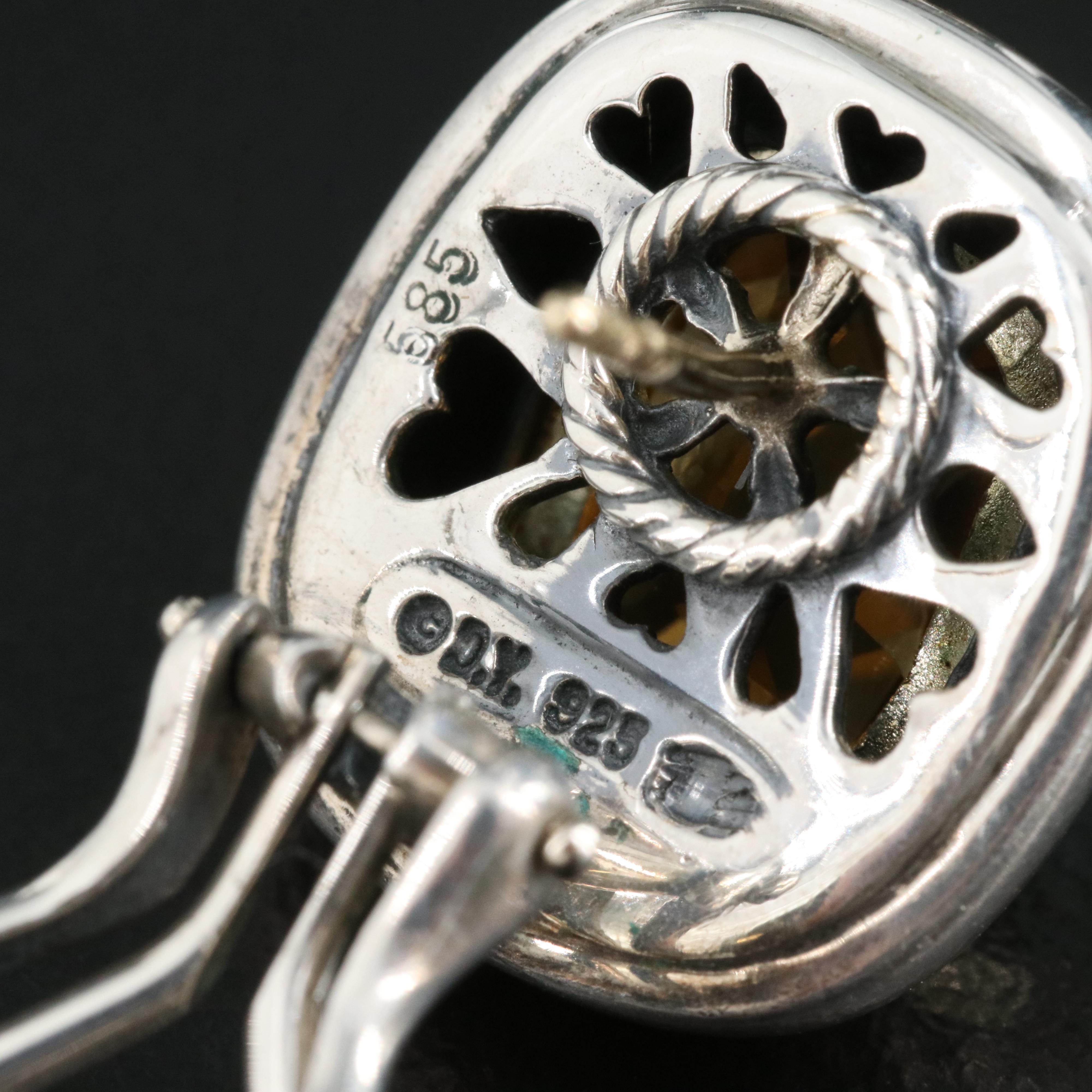 David Yurman "Albion" Sterling Citrine Earrings with 14K Accents