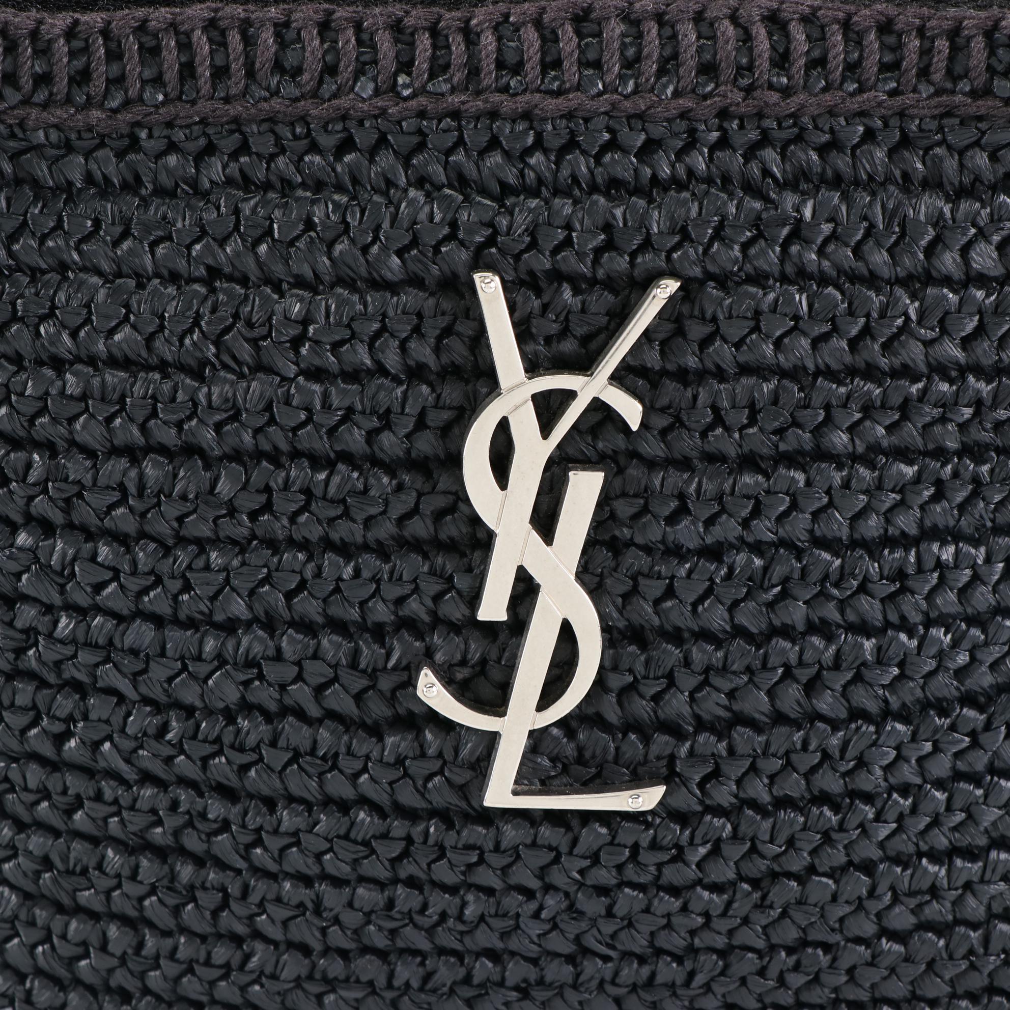 Saint Laurent Raffia and Leather Crossbody Bag with Tassel