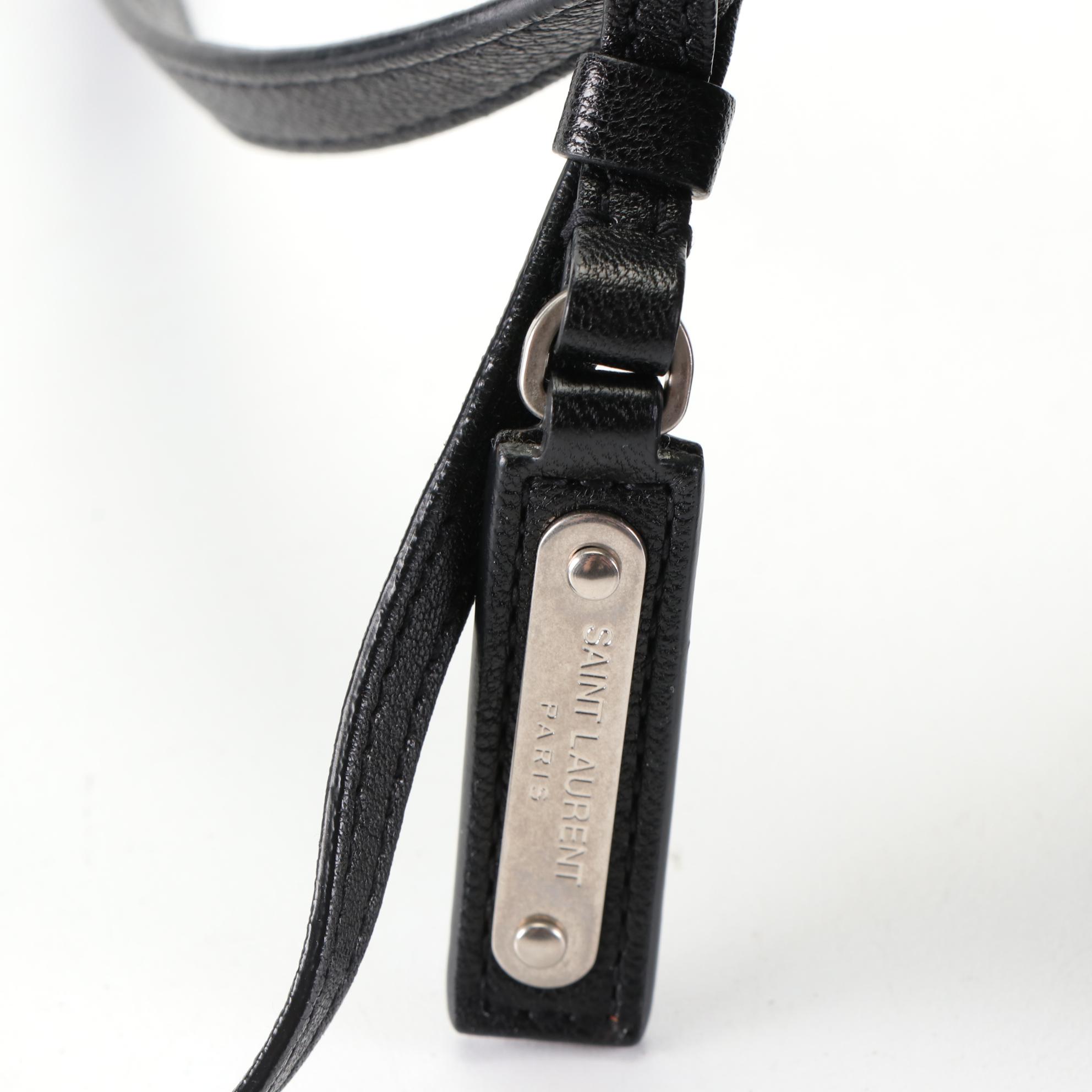 Saint Laurent Raffia and Leather Crossbody Bag with Tassel