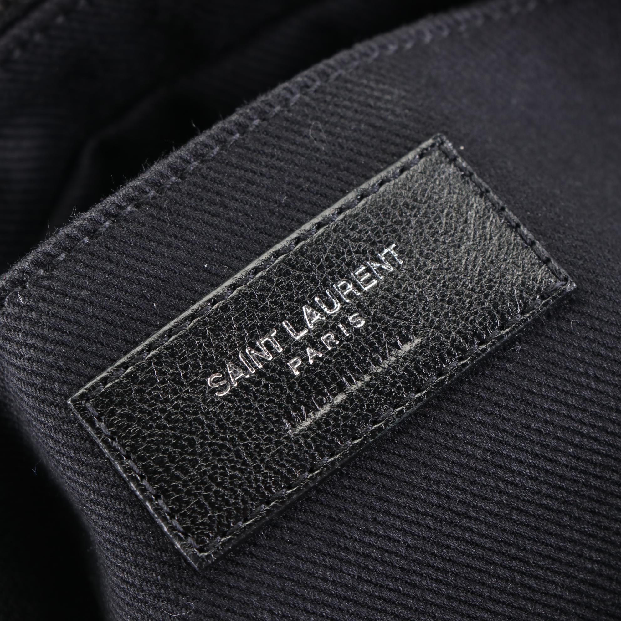 Saint Laurent Raffia and Leather Crossbody Bag with Tassel