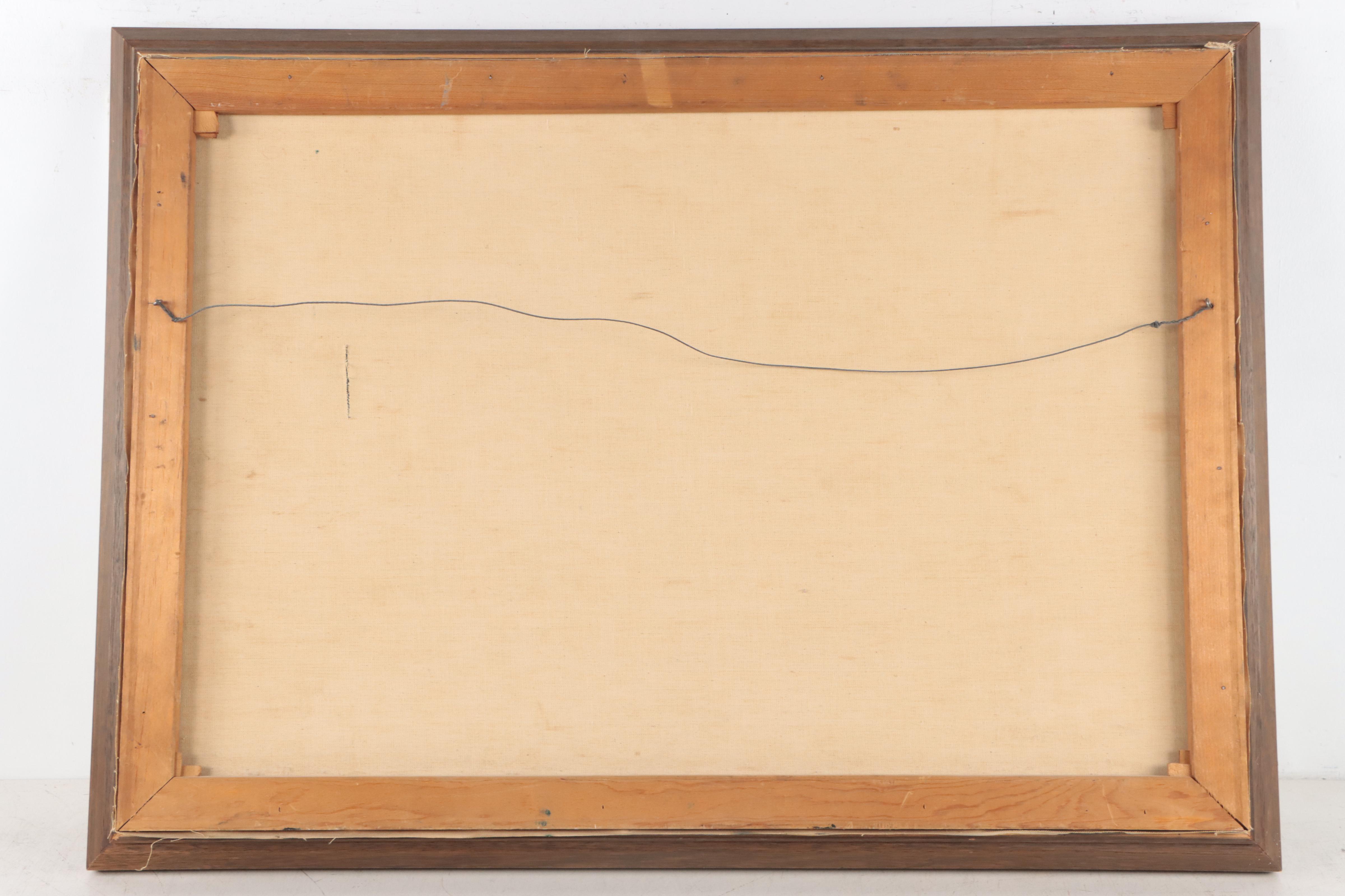 R. Parish Stream Landscape Oil Painting, 1971