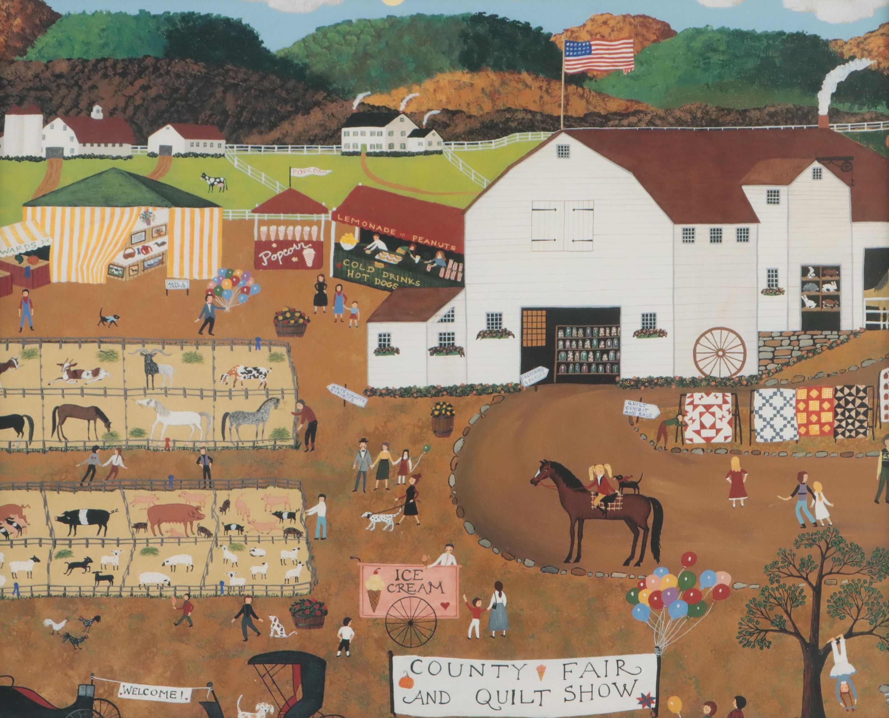 Offset Lithograph After Sandi Wickersham Resnick "Country Fair Quilt Show"