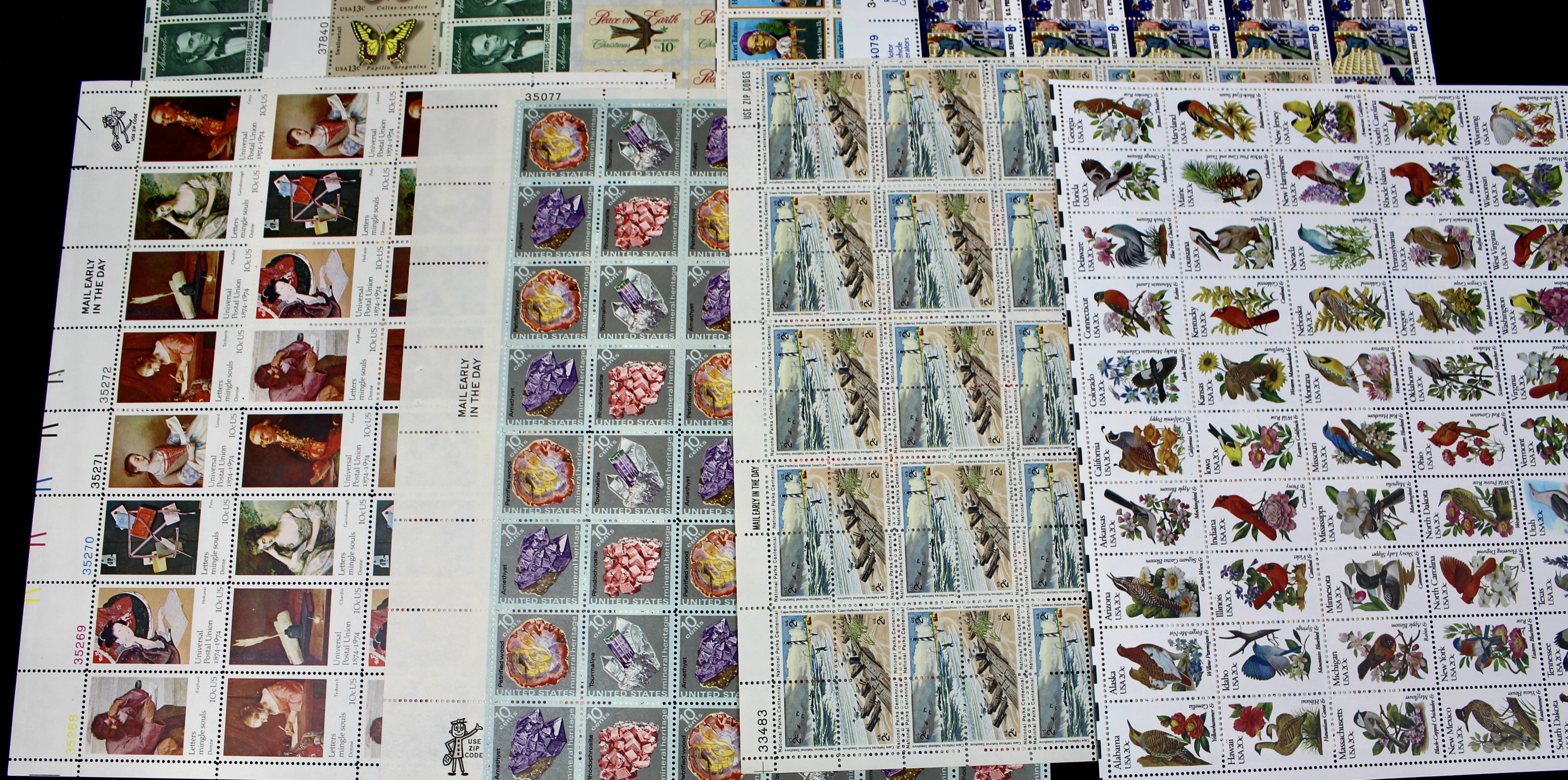 Twenty-Two Various Denominations of U.S. Postage Stamp Sheets