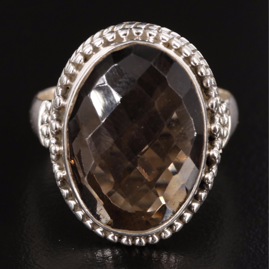 Sterling Oval Smoky Quartz Ring