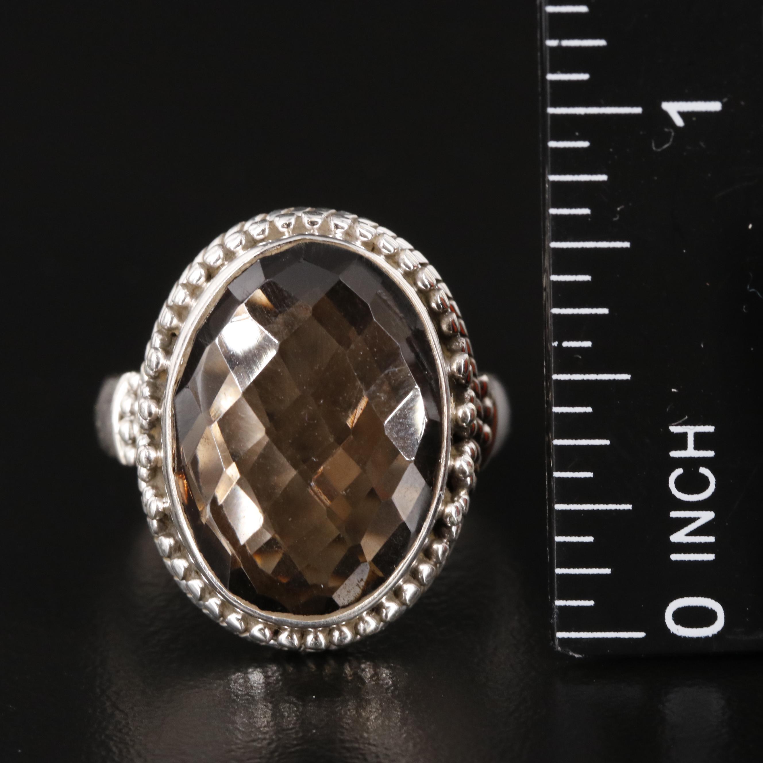 Sterling Oval Smoky Quartz Ring