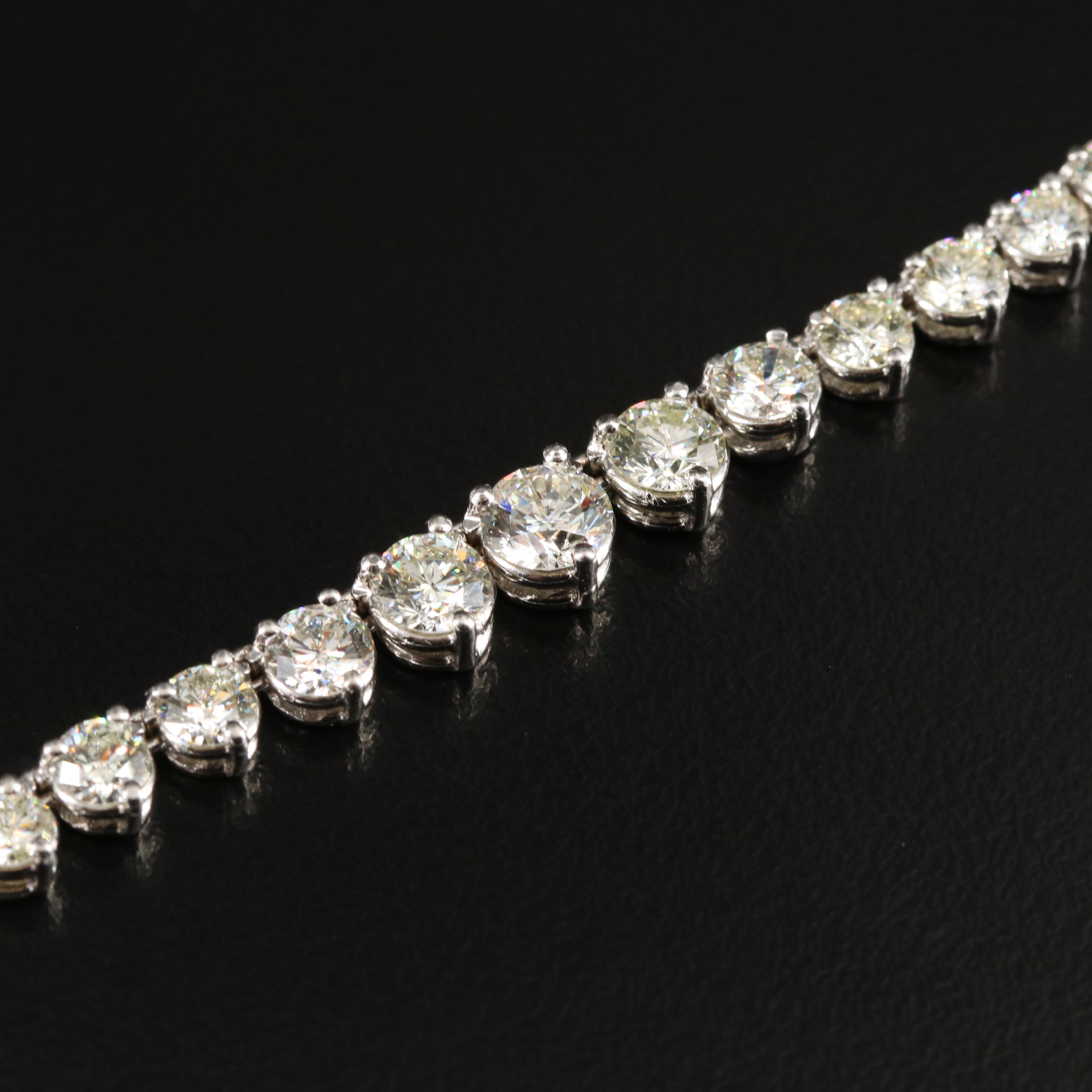 14K 9.60 CTW Diamond Graduated Rivière Necklace with Online Digital IGI Report