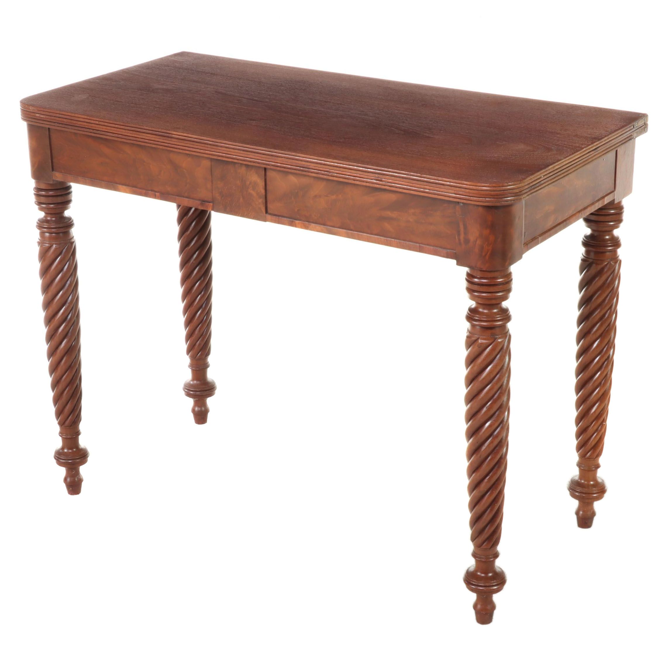 Late Federal Flame Mahogany Games Table, circa 1830