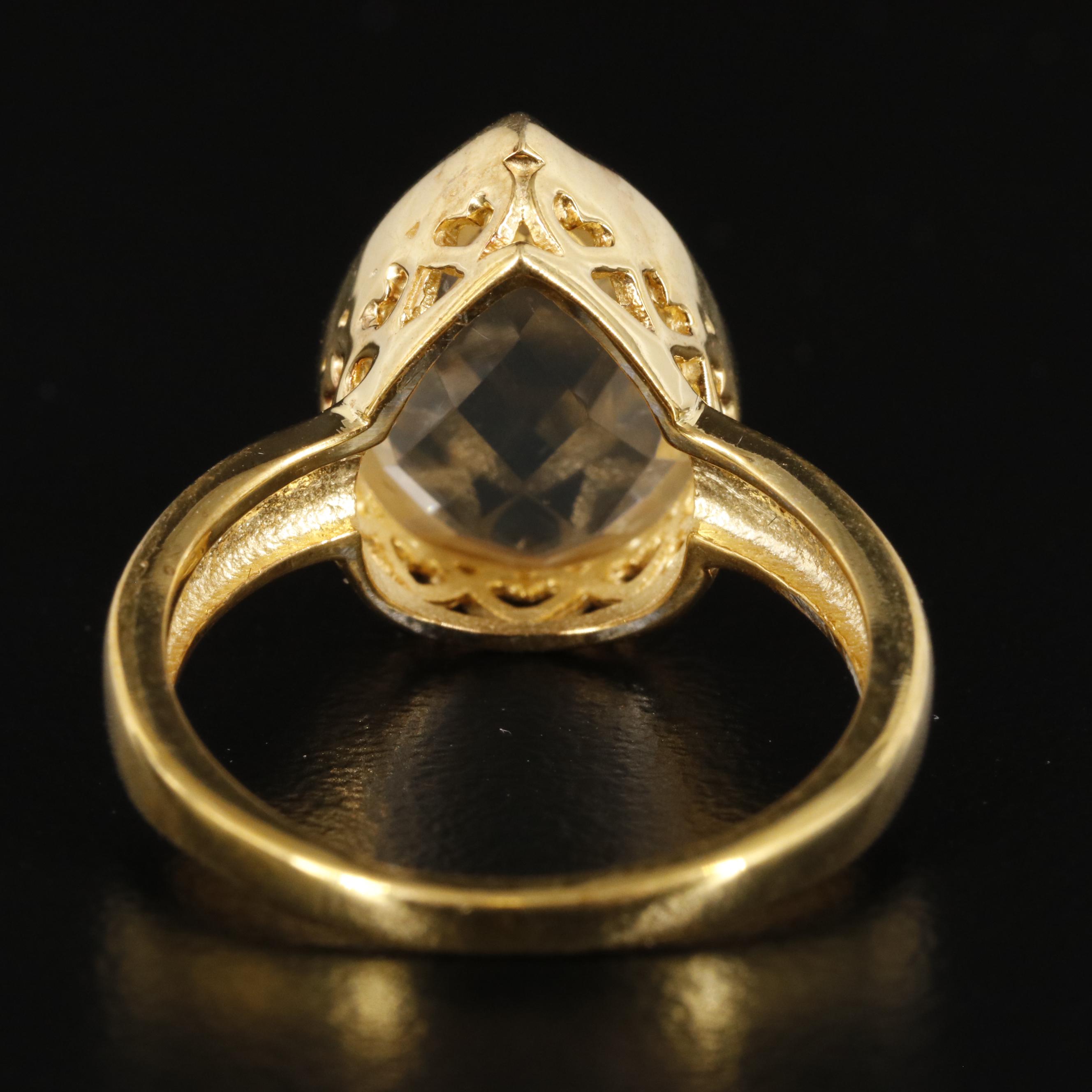 Sterling Teardrop Citrine Ring