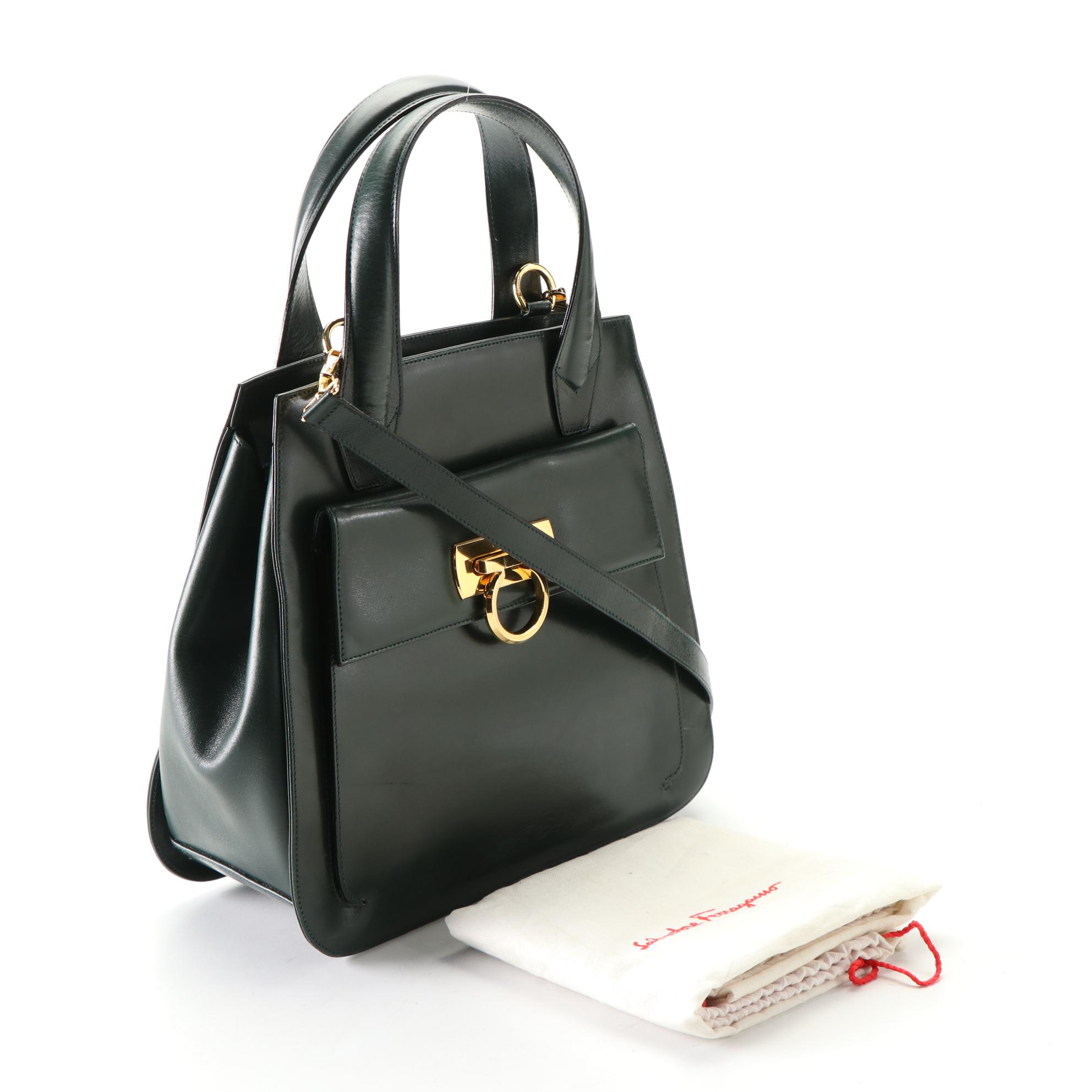 Salvatore Ferragamo Gancini Two-Way Handbag in Leather