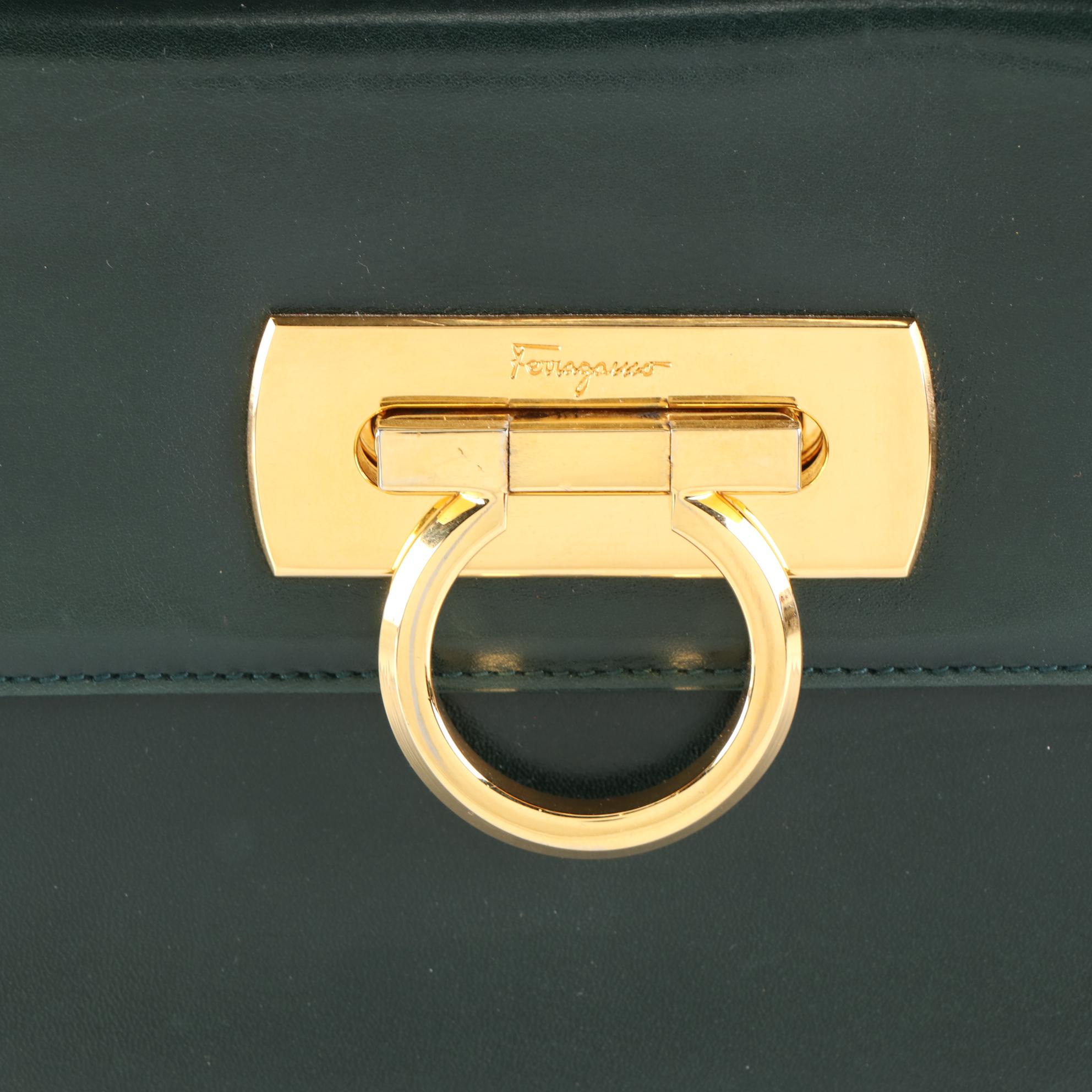 Salvatore Ferragamo Gancini Two-Way Handbag in Leather