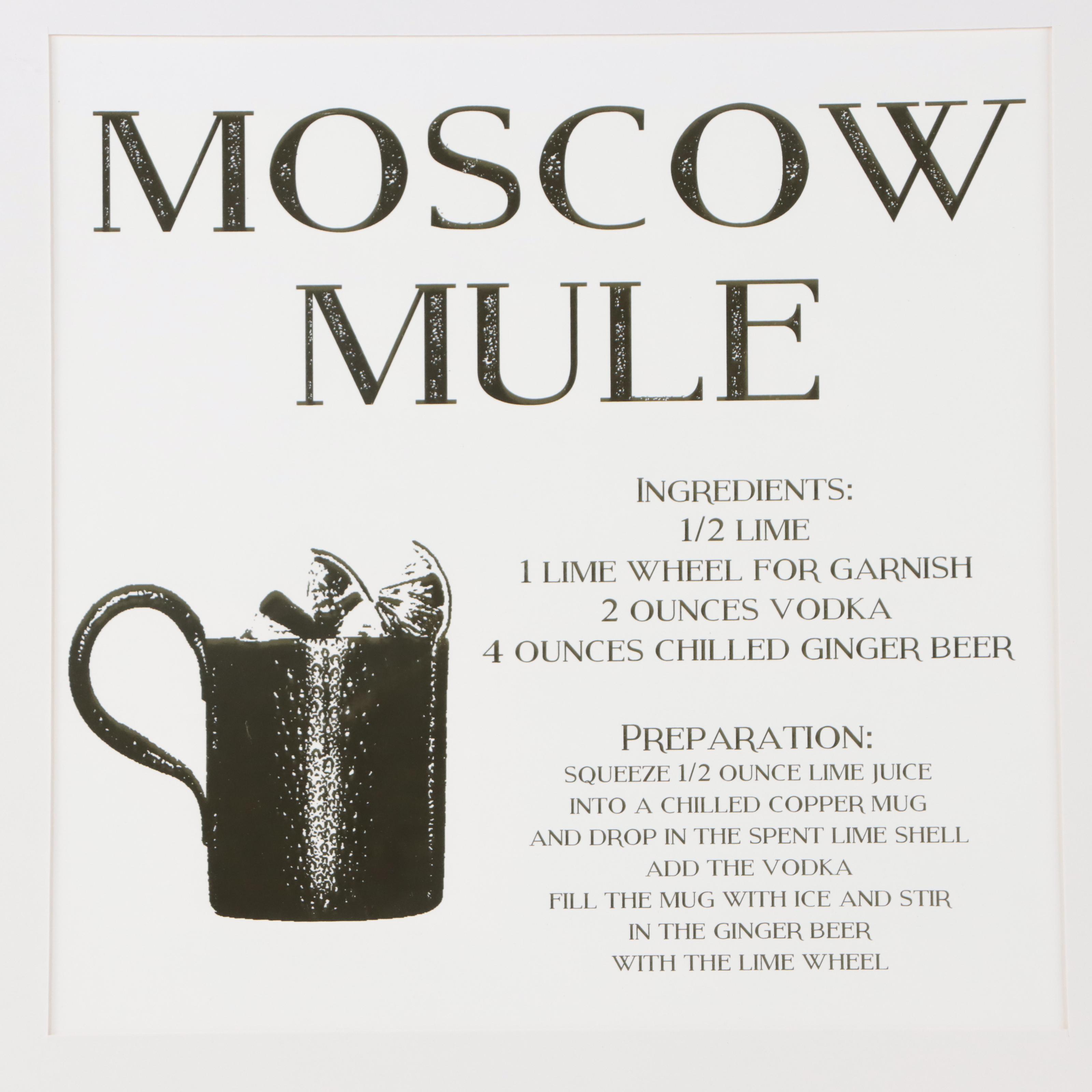 Bourbon and Vodka Recipe Foiled Prints, 21st Century