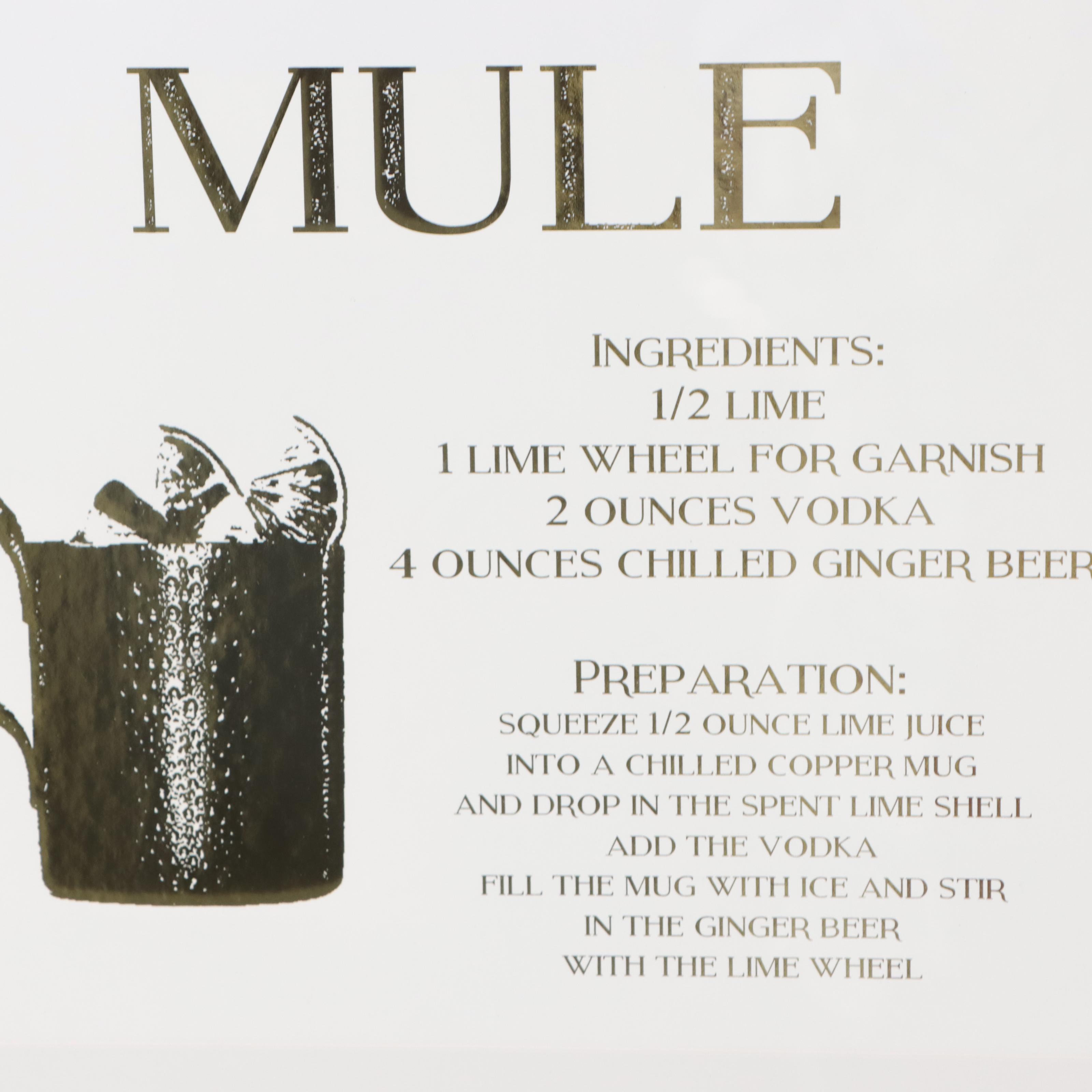 Bourbon and Vodka Recipe Foiled Prints, 21st Century