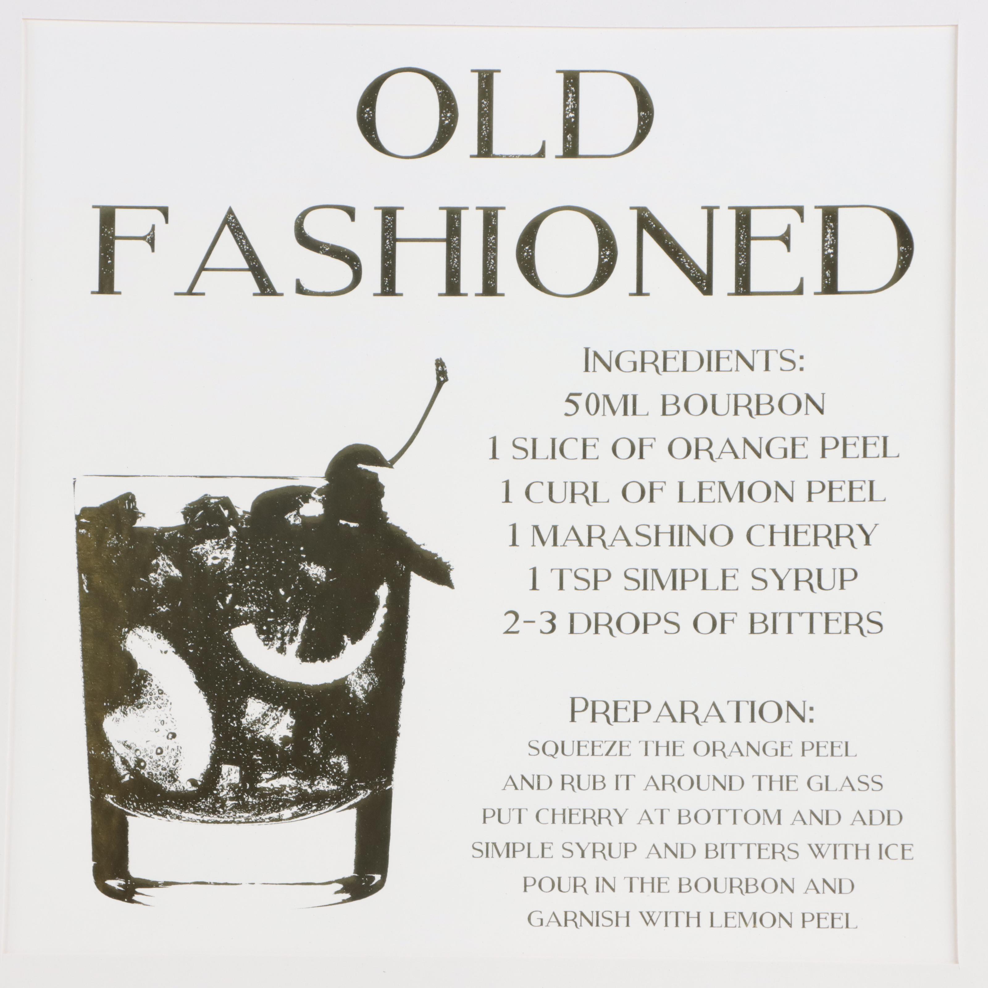 Bourbon and Vodka Recipe Foiled Prints, 21st Century