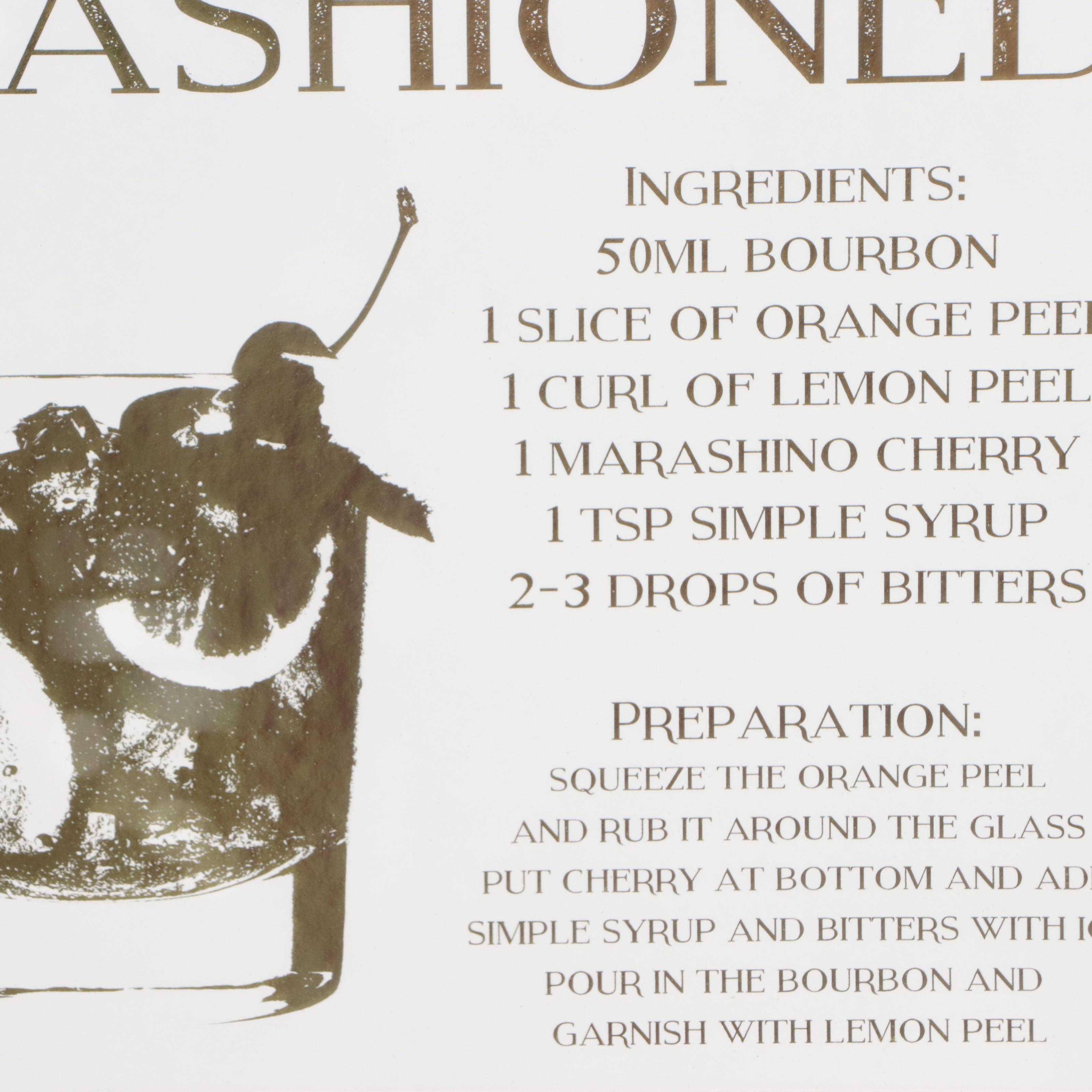 Bourbon and Vodka Recipe Foiled Prints, 21st Century