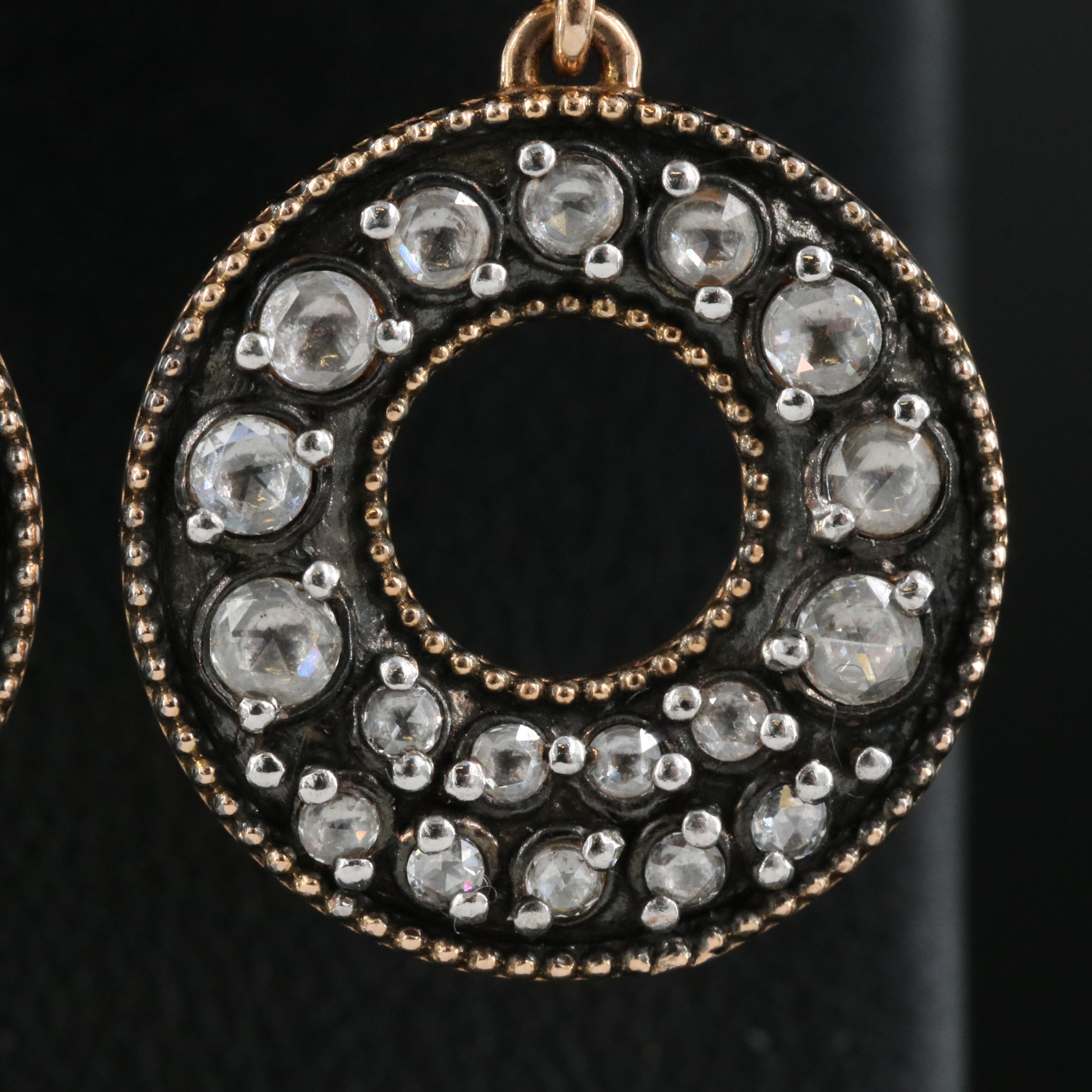 18K Rose Gold 0.86 CTW Diamond Earrings with Milgrain Trim